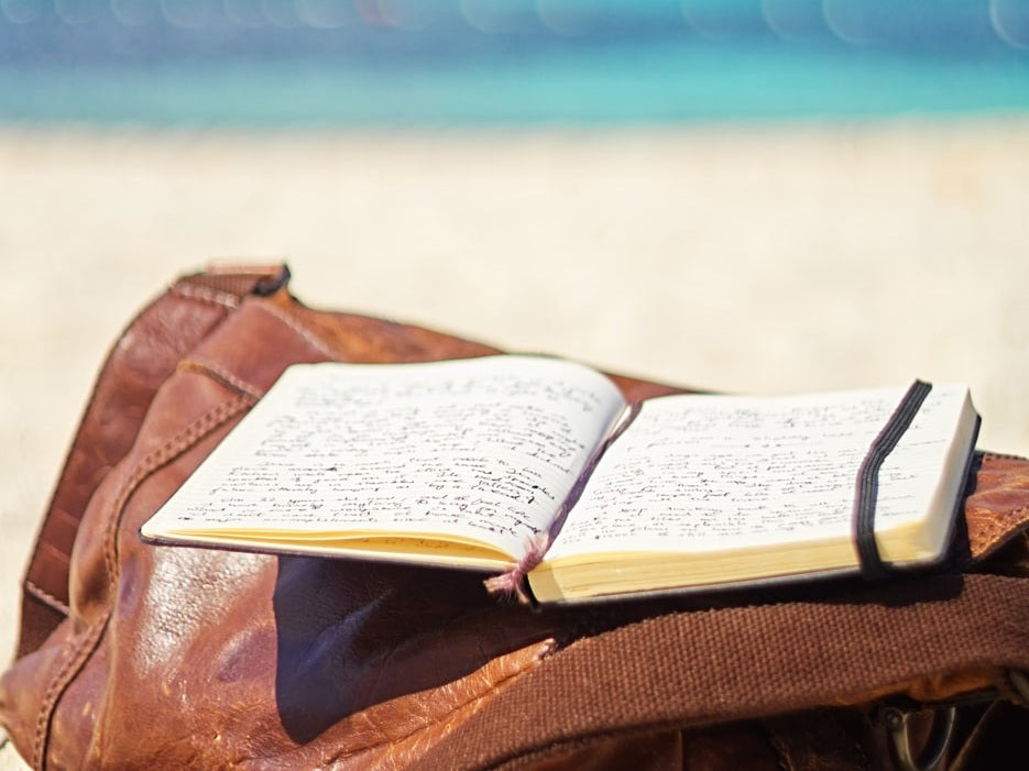 Journal filled with summer-themed entries, photos, and mementos — capturing the joy of documenting sunny adventures, travel stories, and seasonal reflections.