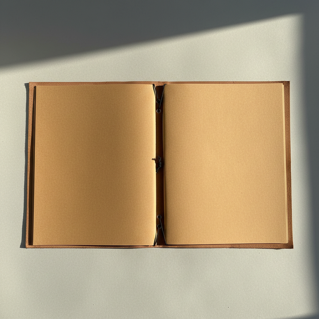 Tooled and buffed leather texture on artisan folio cover