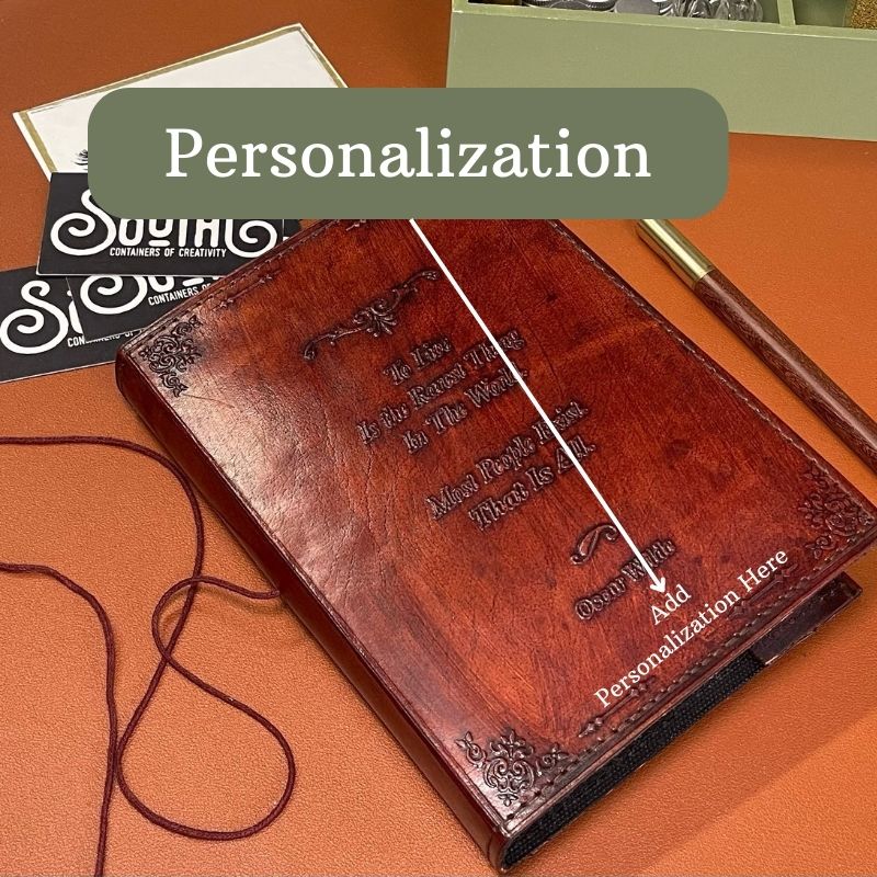 Eco-friendly leather journal with embossed quote – artisan-crafted for creative expression and soulful reflection