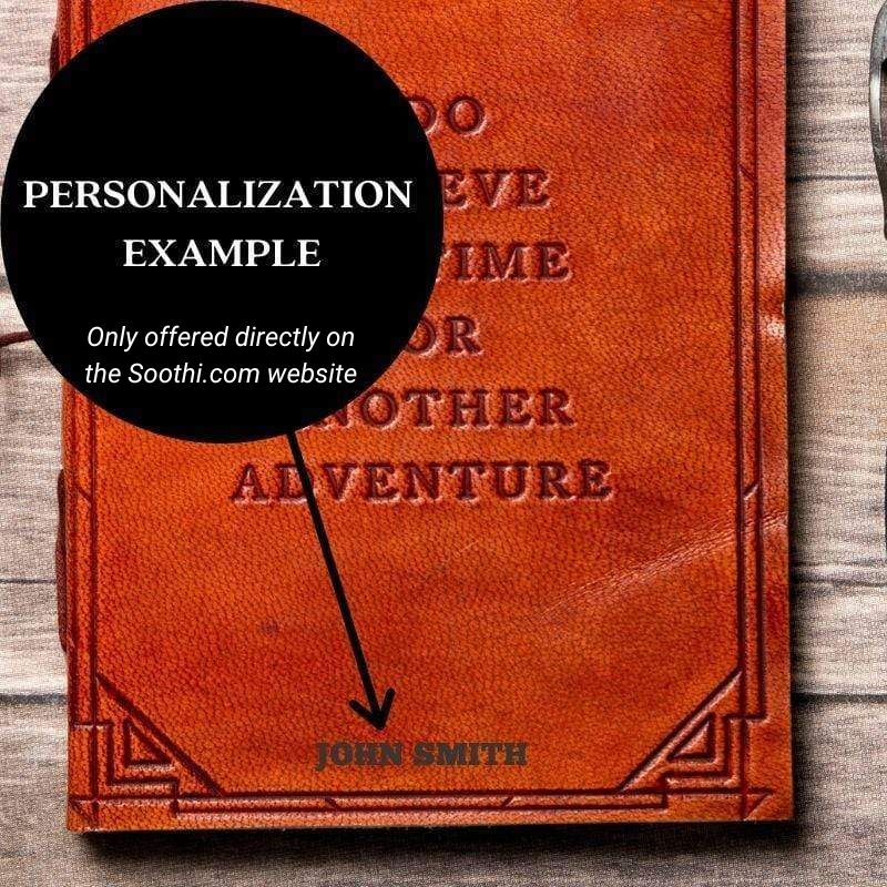 Artisan leather notebook with quote “Another Adventure” – made for explorers, travelers and goal setters