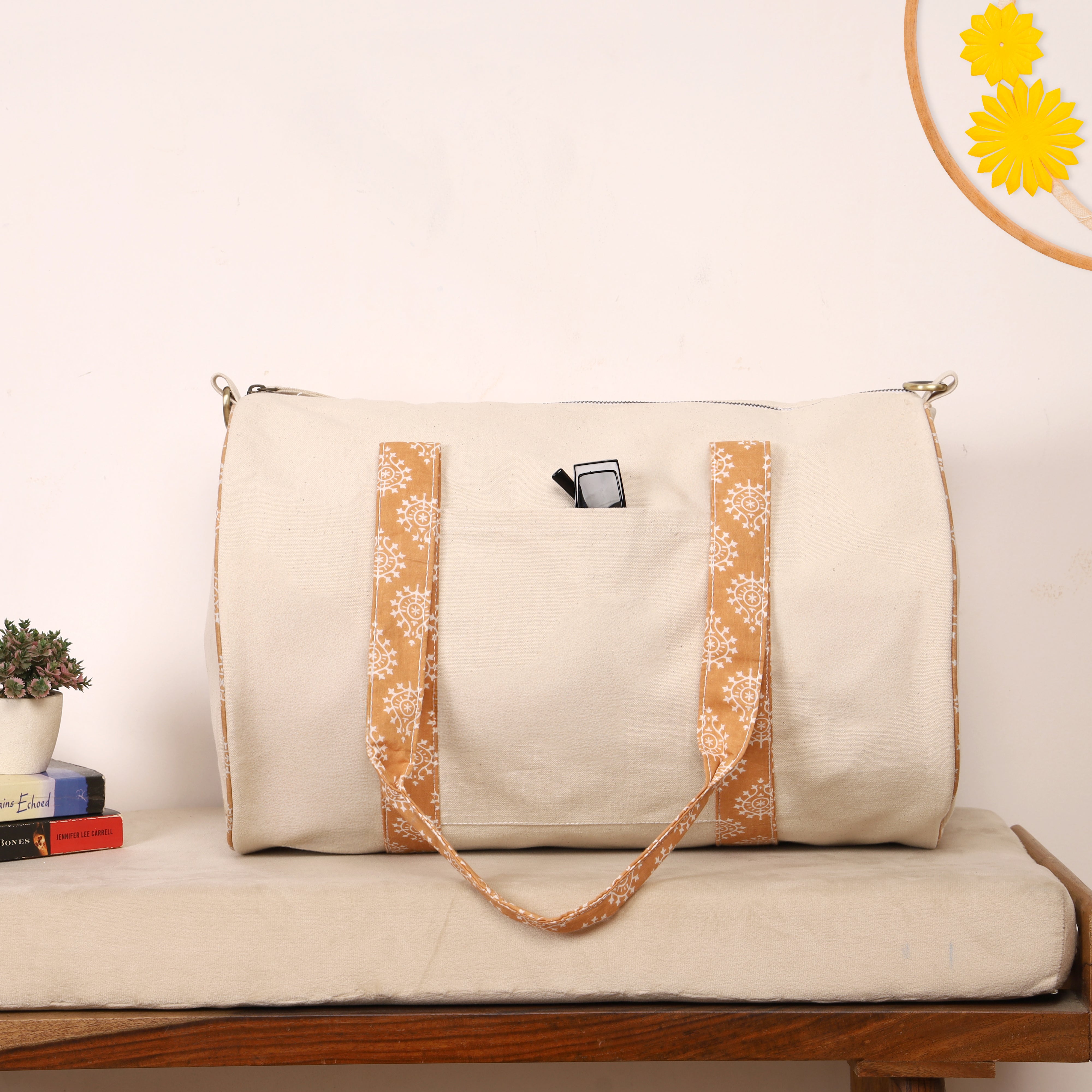 Artisan Canvas Duffle Bag - Washable Cotton Gym Bag & Compact Weekender