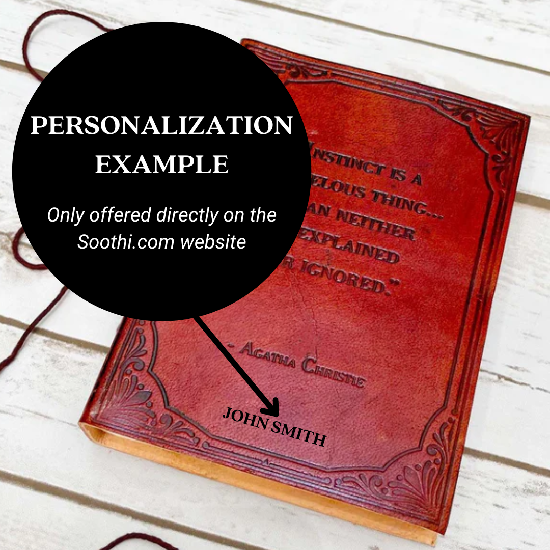 Vintage-style leather notebook engraved with quote – rustic charm for dreamers, writers, and wanderers