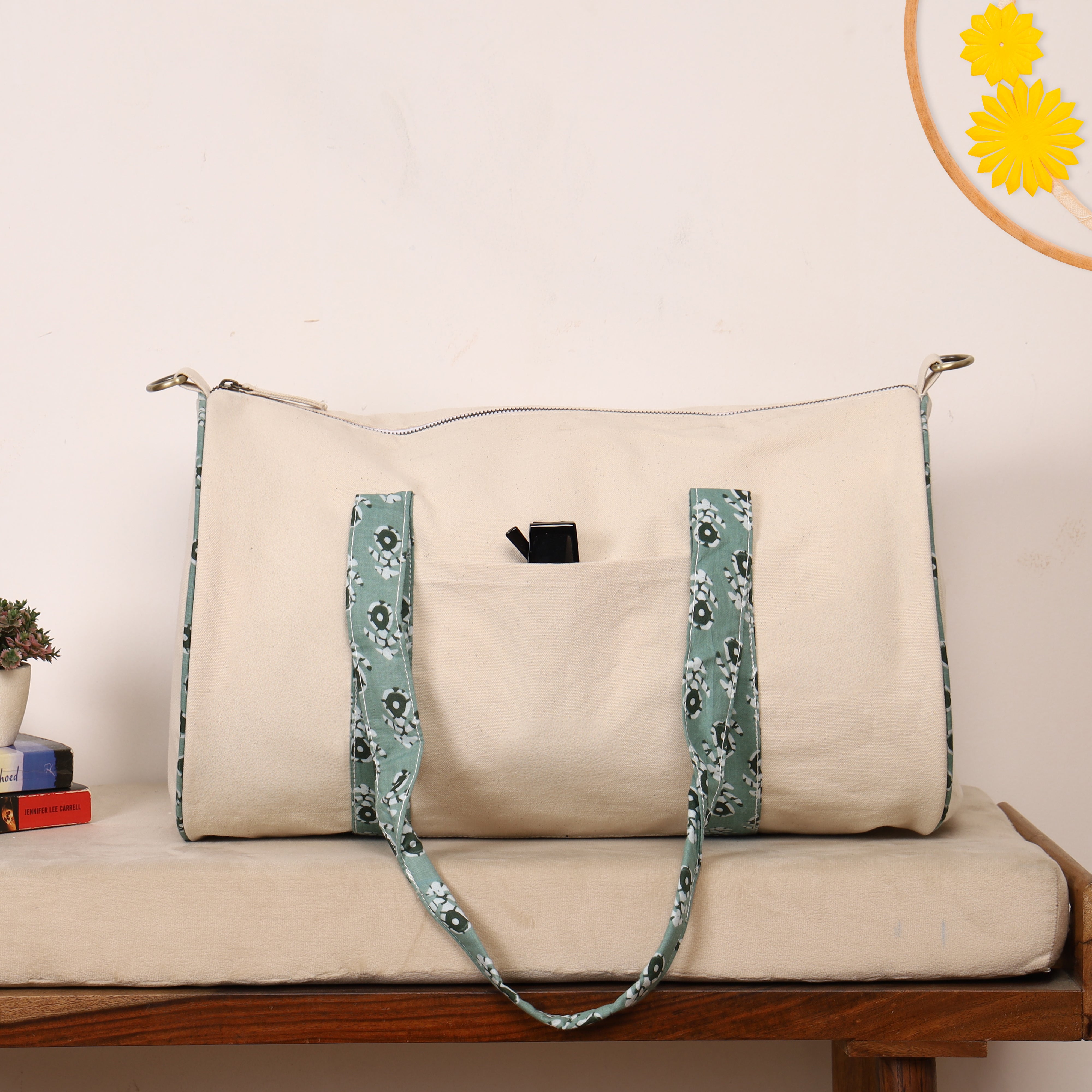 Artisan Canvas Duffle Bag - Washable Cotton Gym Bag & Compact Weekender