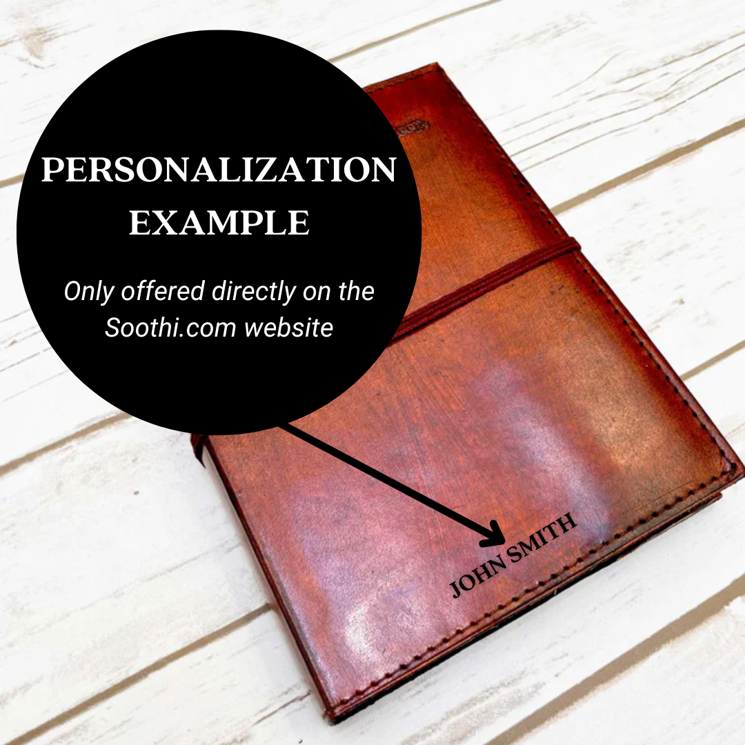 Inspiration-engraved leather notebook – handmade journal for affirmations, planning, or artistic journaling
