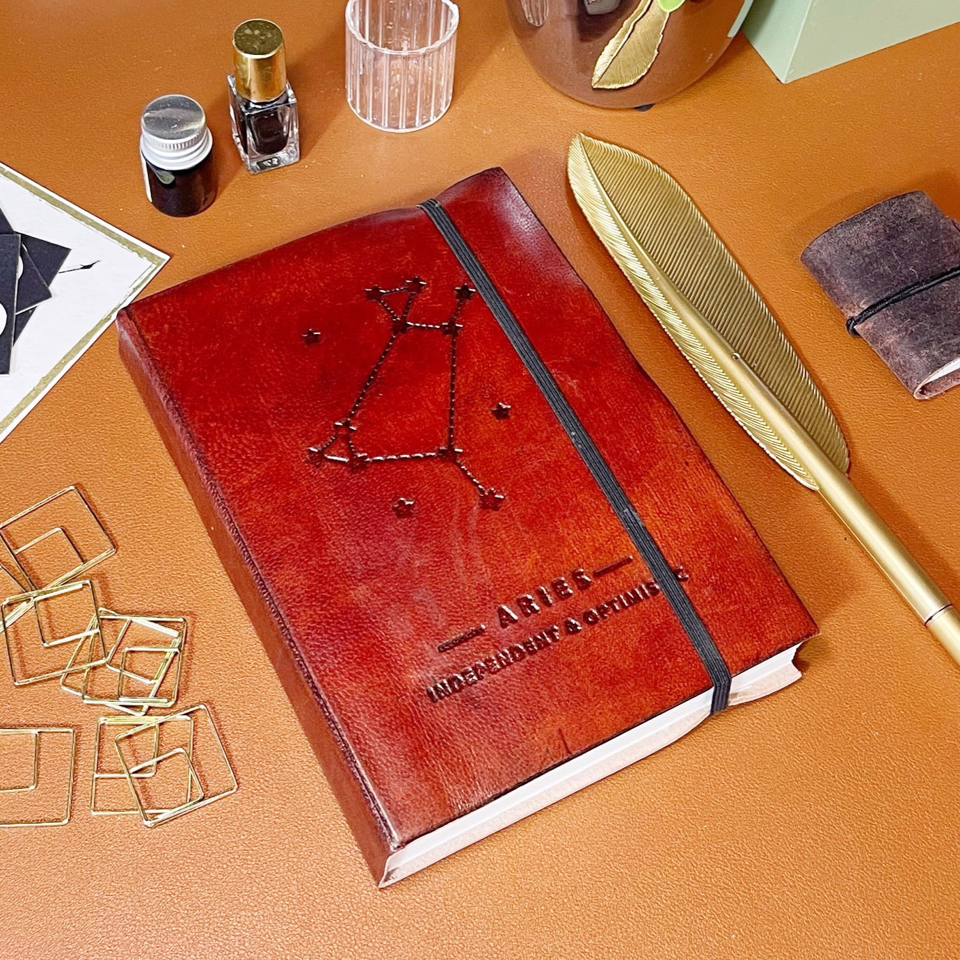 Astrology journal in leather cover – beautifully crafted for writing about your zodiac journey and planetary alignments