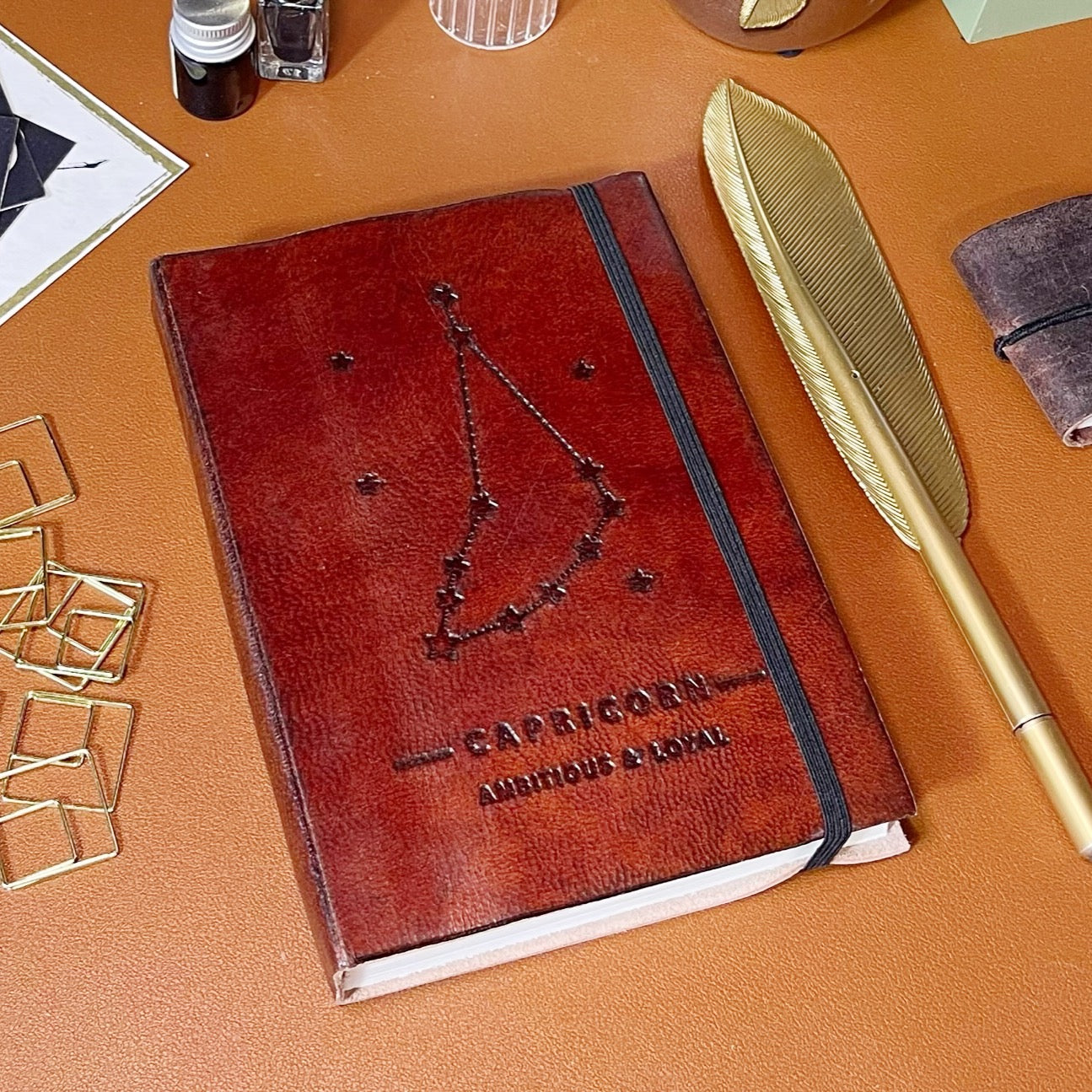 Astrology journal in leather cover – beautifully crafted for writing about your zodiac journey and planetary alignments