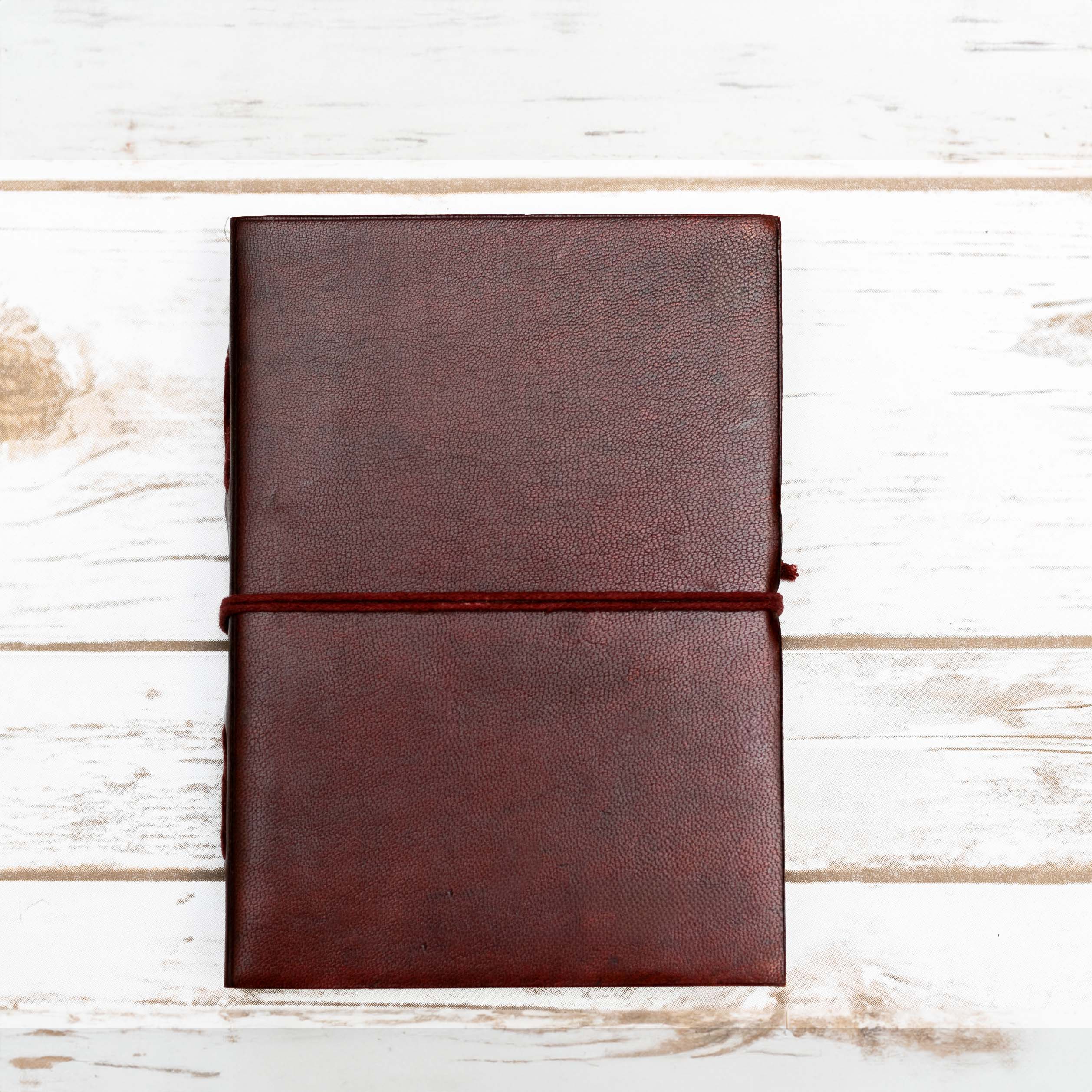 Rustic Dark Brown 5x7 Leather Journal - Unlined & Tree-Free Paper