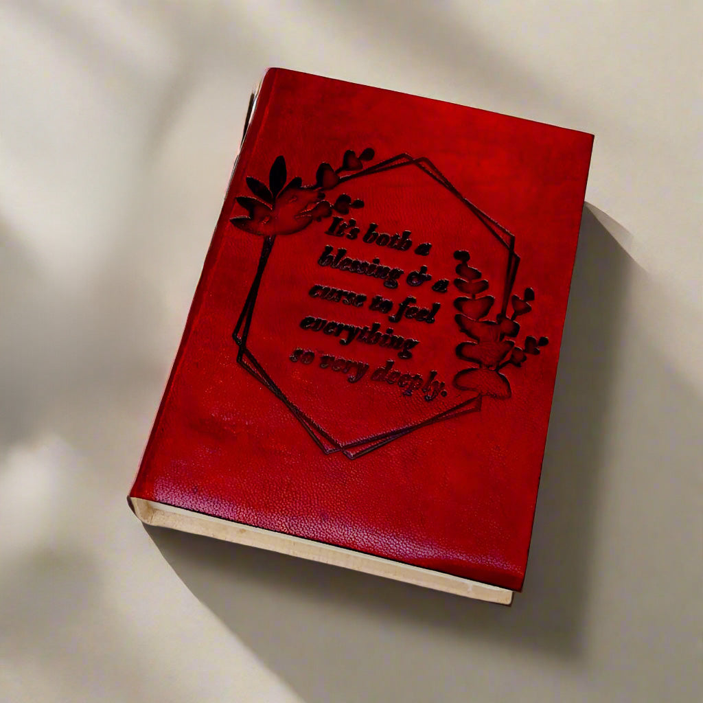 Elegant leather bound journal embossed with a beautiful quote - a soulful space for watercolor paintings and personal musings