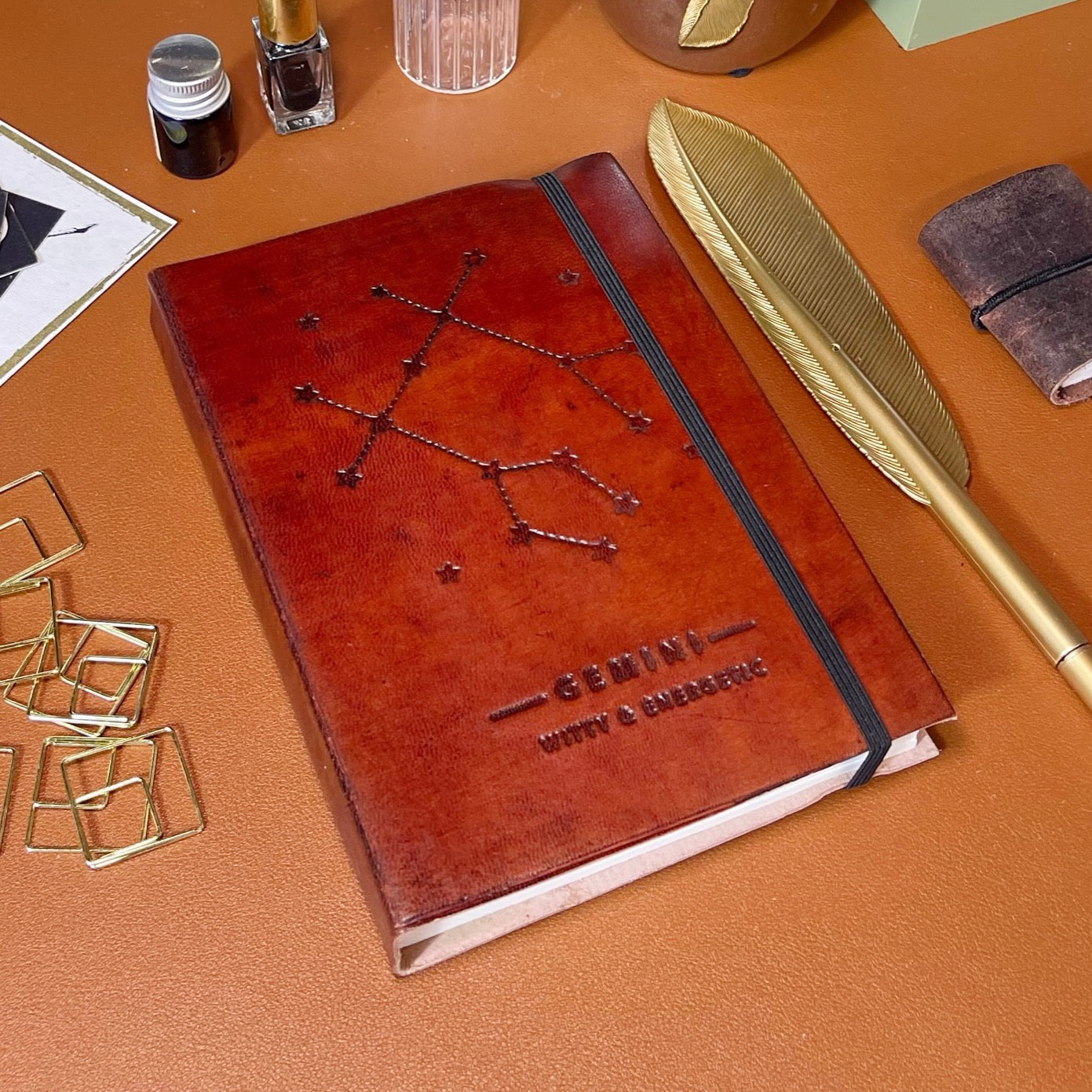 Astrology journal in leather cover – beautifully crafted for writing about your zodiac journey and planetary alignments
