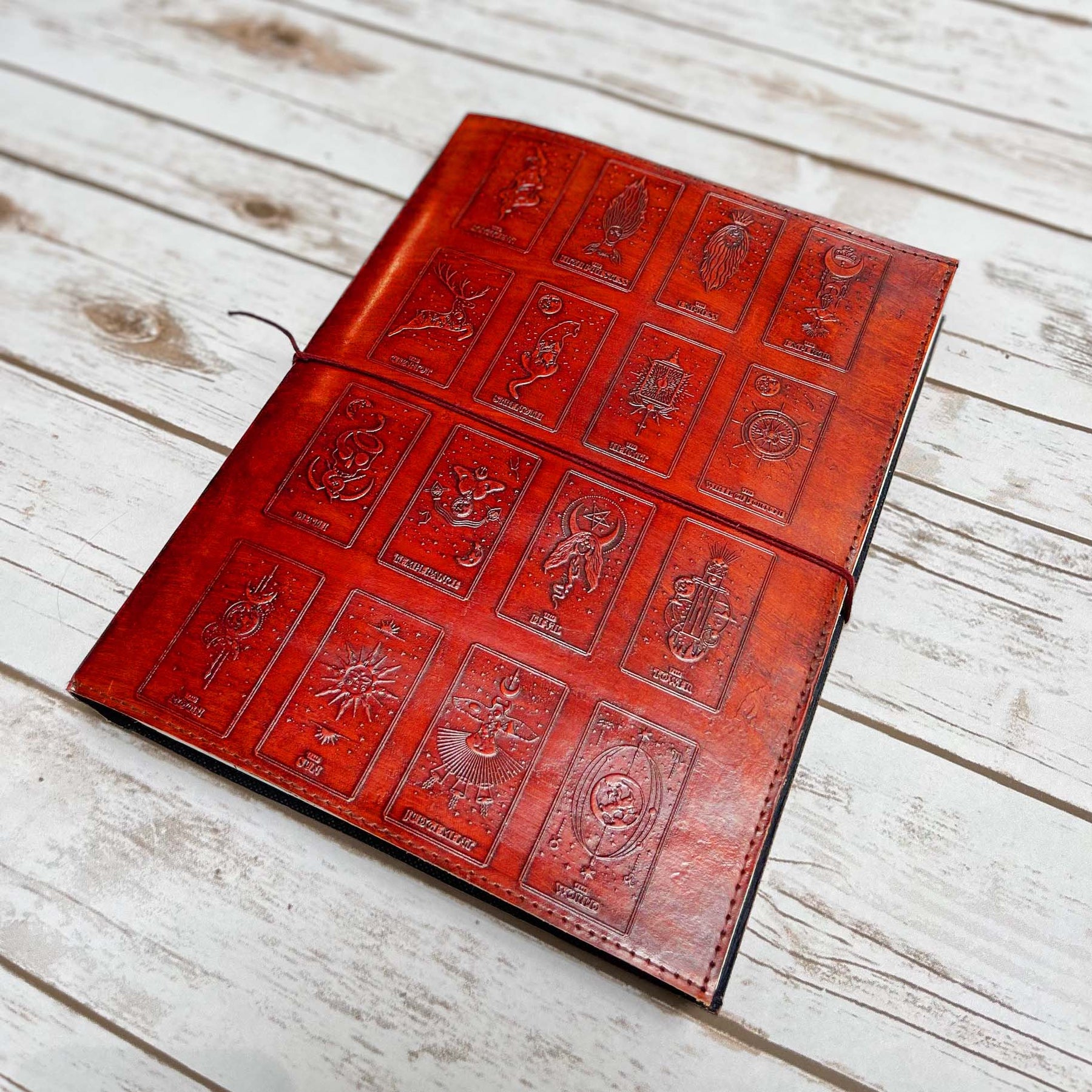 Celestial tarot-themed journal – mystical, handcrafted notebook for spiritual journaling, divination notes, and moon magic