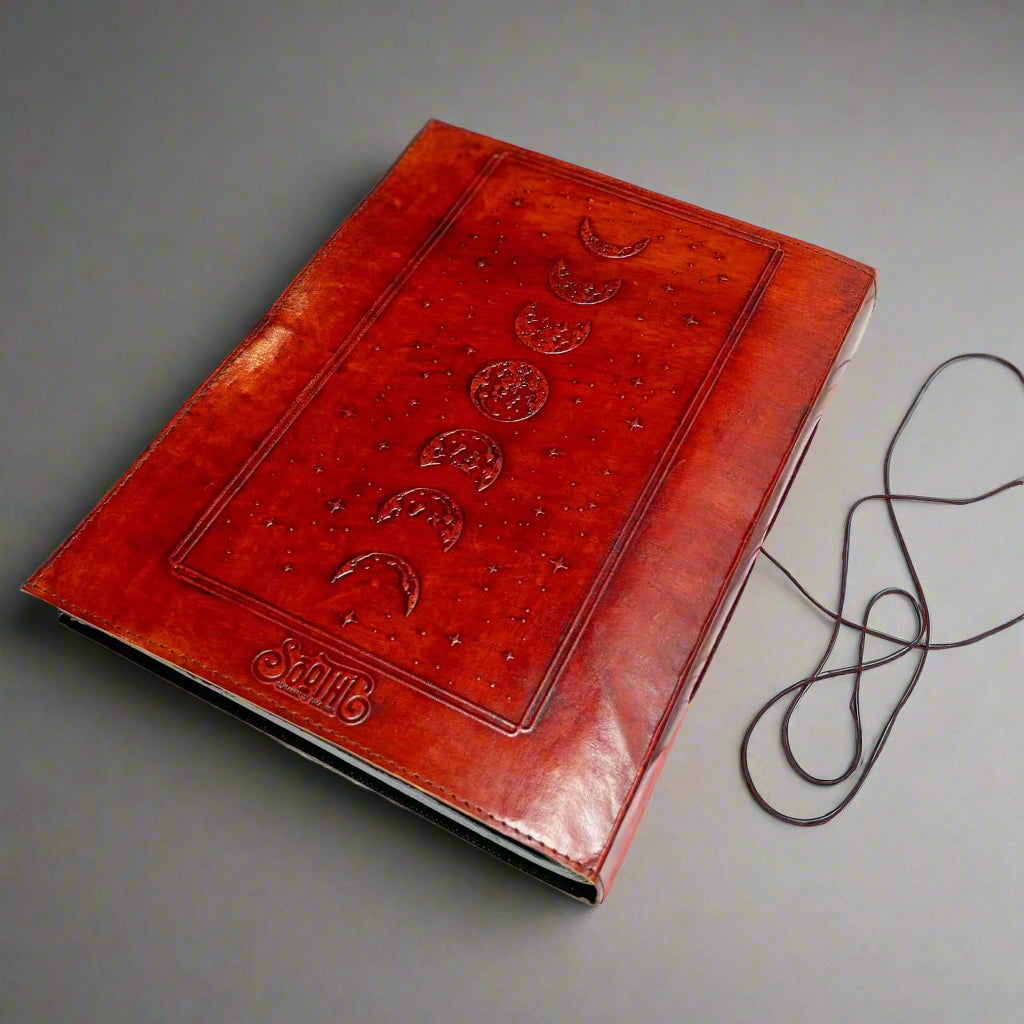 Celestial tarot-themed journal – mystical, handcrafted notebook for spiritual journaling, divination notes, and moon magic