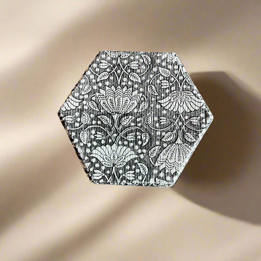 Artisan Hexagon Storage Box - Decorative Keepsake Organizer with Lid