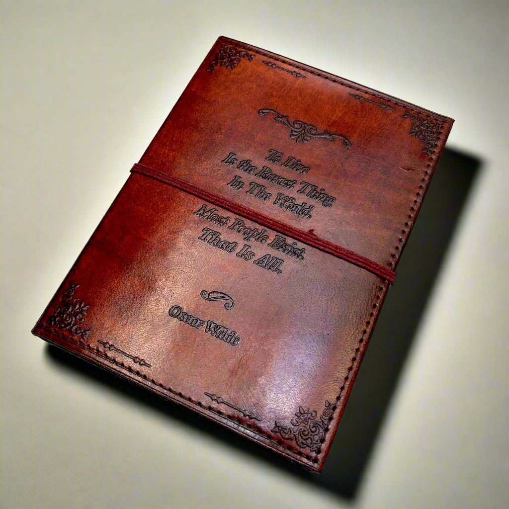 Eco-friendly leather journal with embossed quote – artisan-crafted for creative expression and soulful reflection