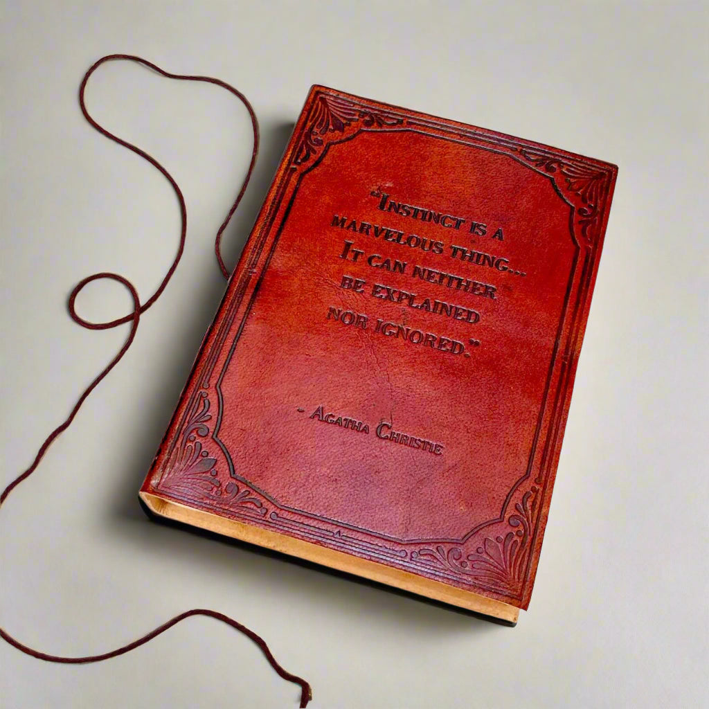 Vintage-style leather notebook engraved with quote – rustic charm for dreamers, writers, and wanderers