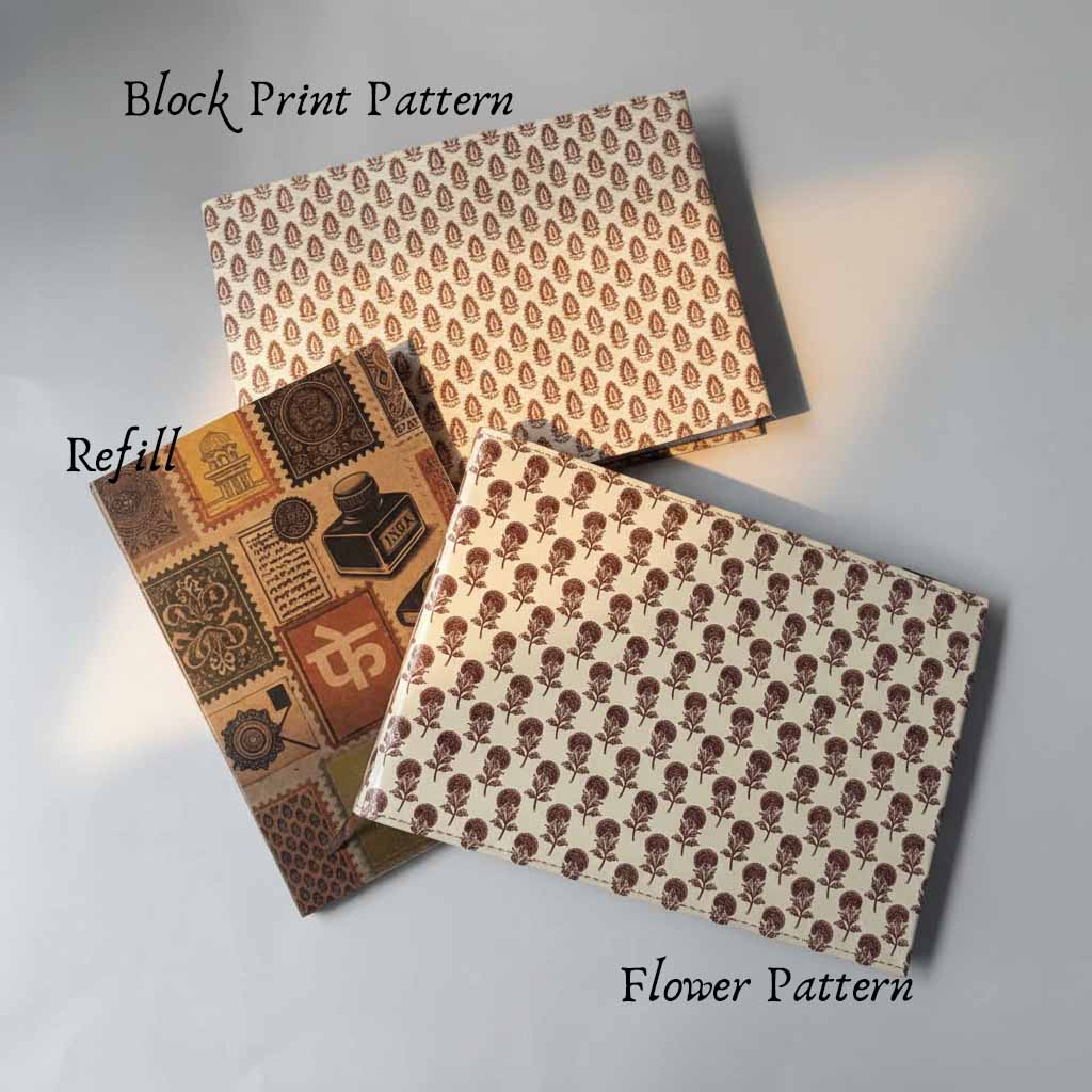 UV-printed Jaipur pattern on leather sketchbook cover
