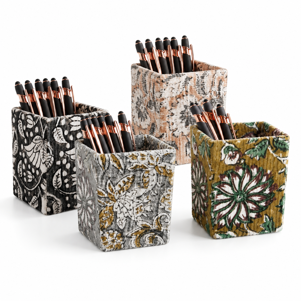 Artisan Pen & Pencil Holder - Elegant Patterned Desk Organizer Pen Cup