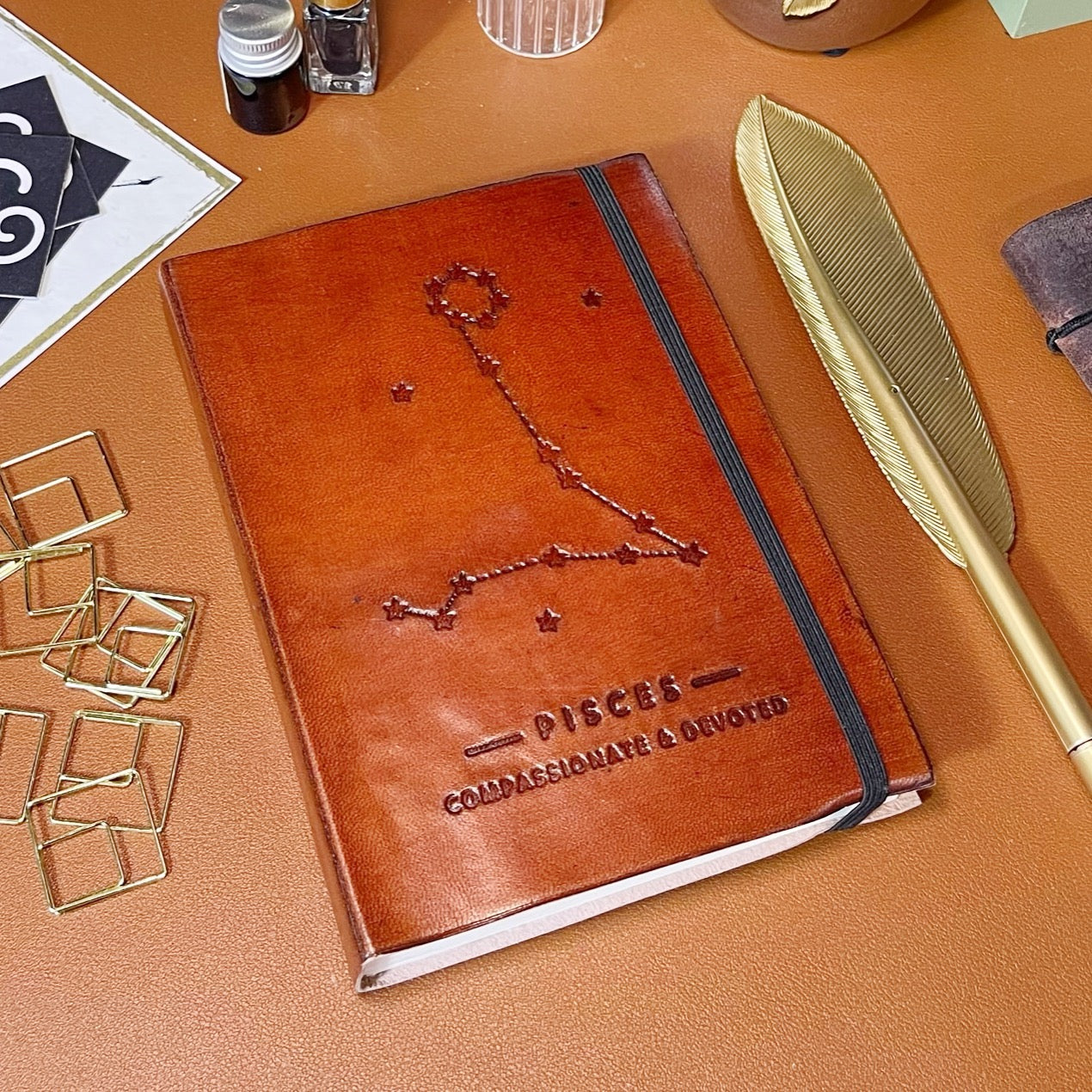 Astrology journal in leather cover – beautifully crafted for writing about your zodiac journey and planetary alignments