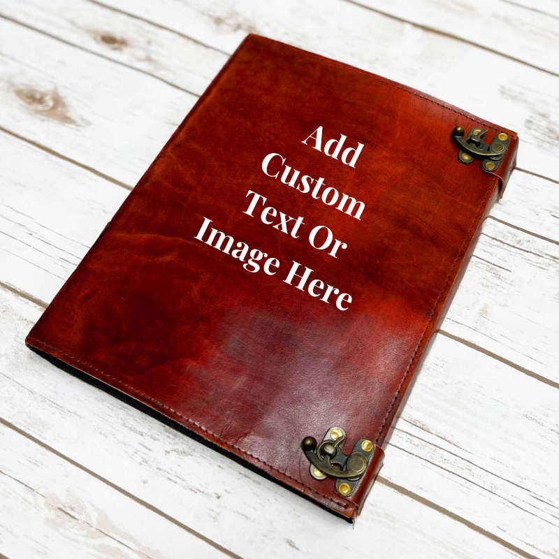 Customizable leather journal – personalize the front cover with names, quotes, logos, or designs for a one-of-a-kind writing experience