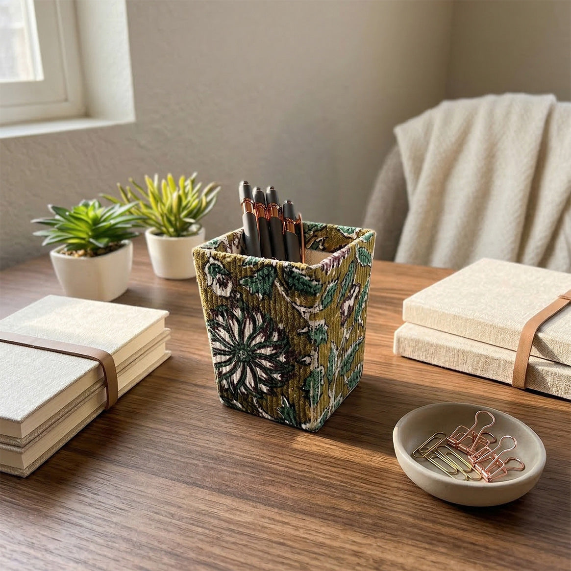 Artisan Pen & Pencil Holder - Elegant Patterned Desk Organizer Pen Cup