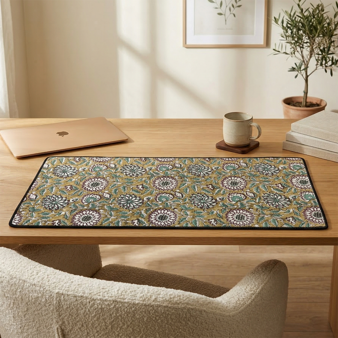 Artisan Canvas Desk Mat - Premium Patterned Desk Pad Protector for Office Setup