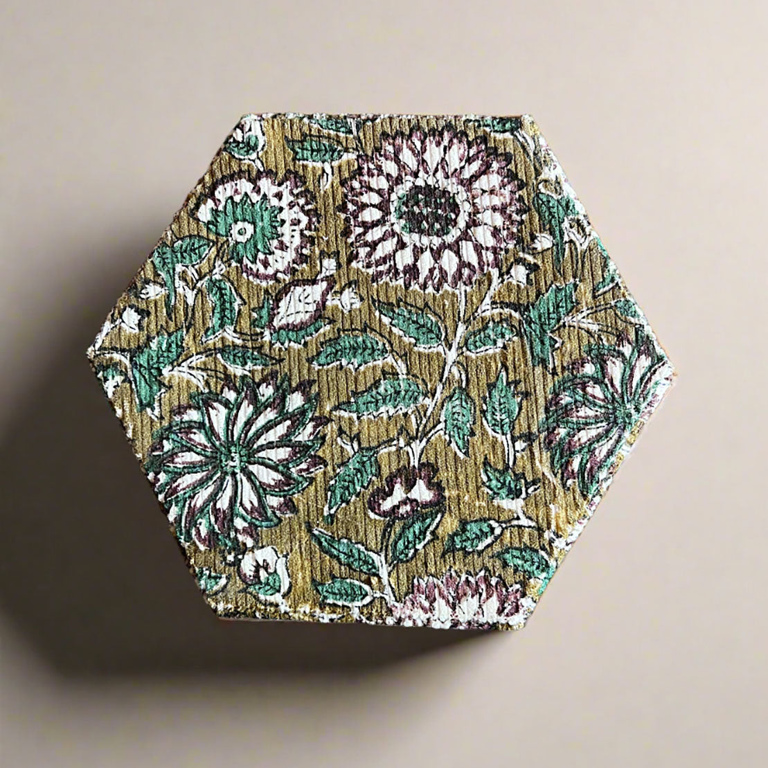Artisan Hexagon Storage Box - Decorative Keepsake Organizer with Lid