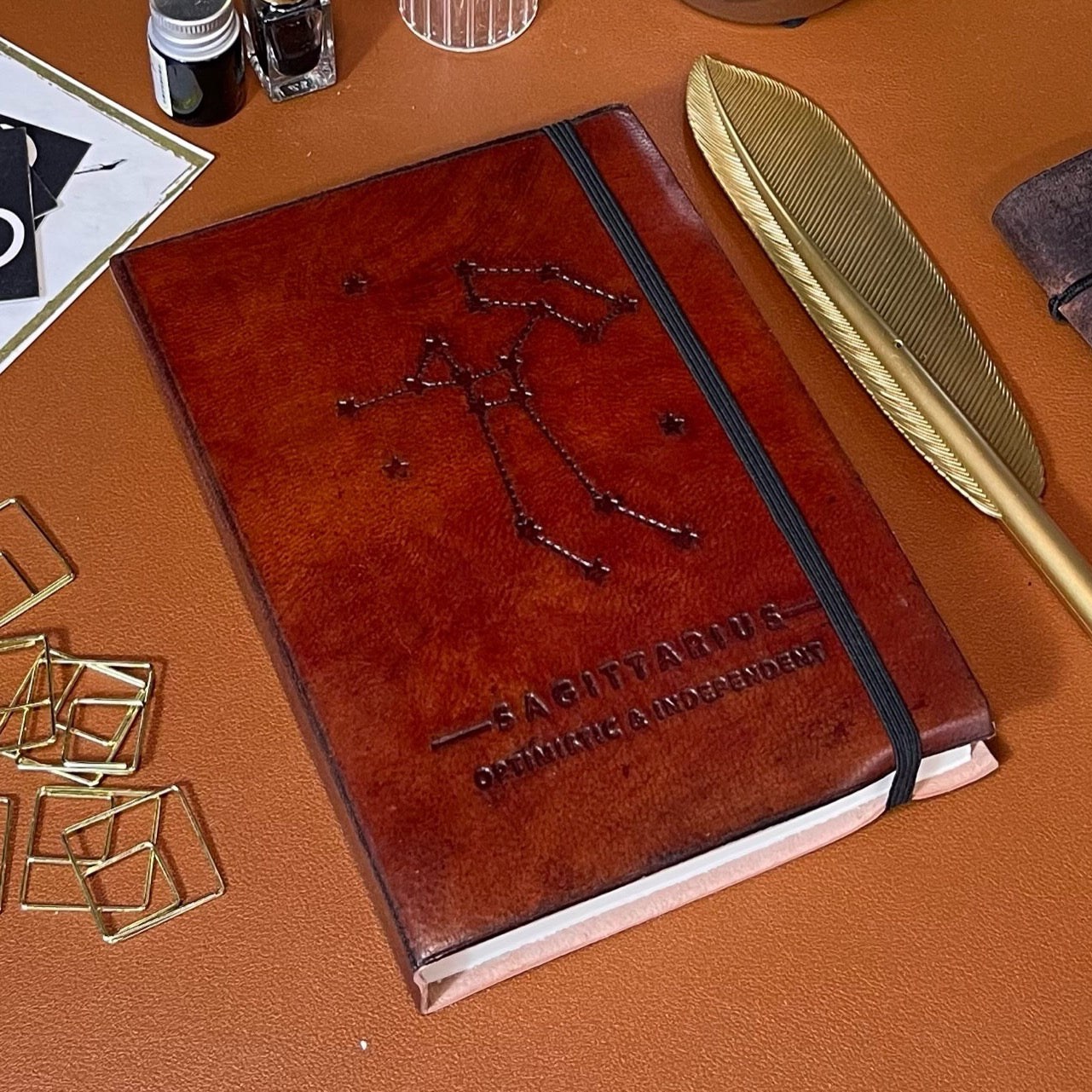 Astrology journal in leather cover – beautifully crafted for writing about your zodiac journey and planetary alignments