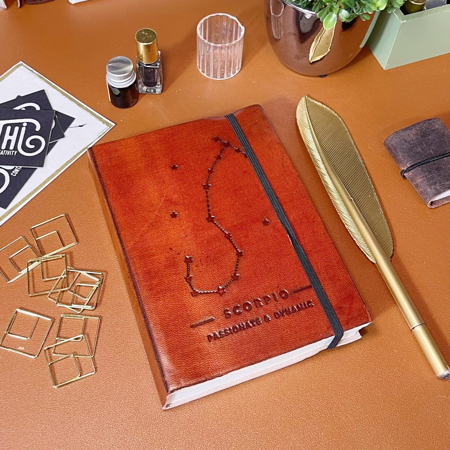 Astrology journal in leather cover – beautifully crafted for writing about your zodiac journey and planetary alignments