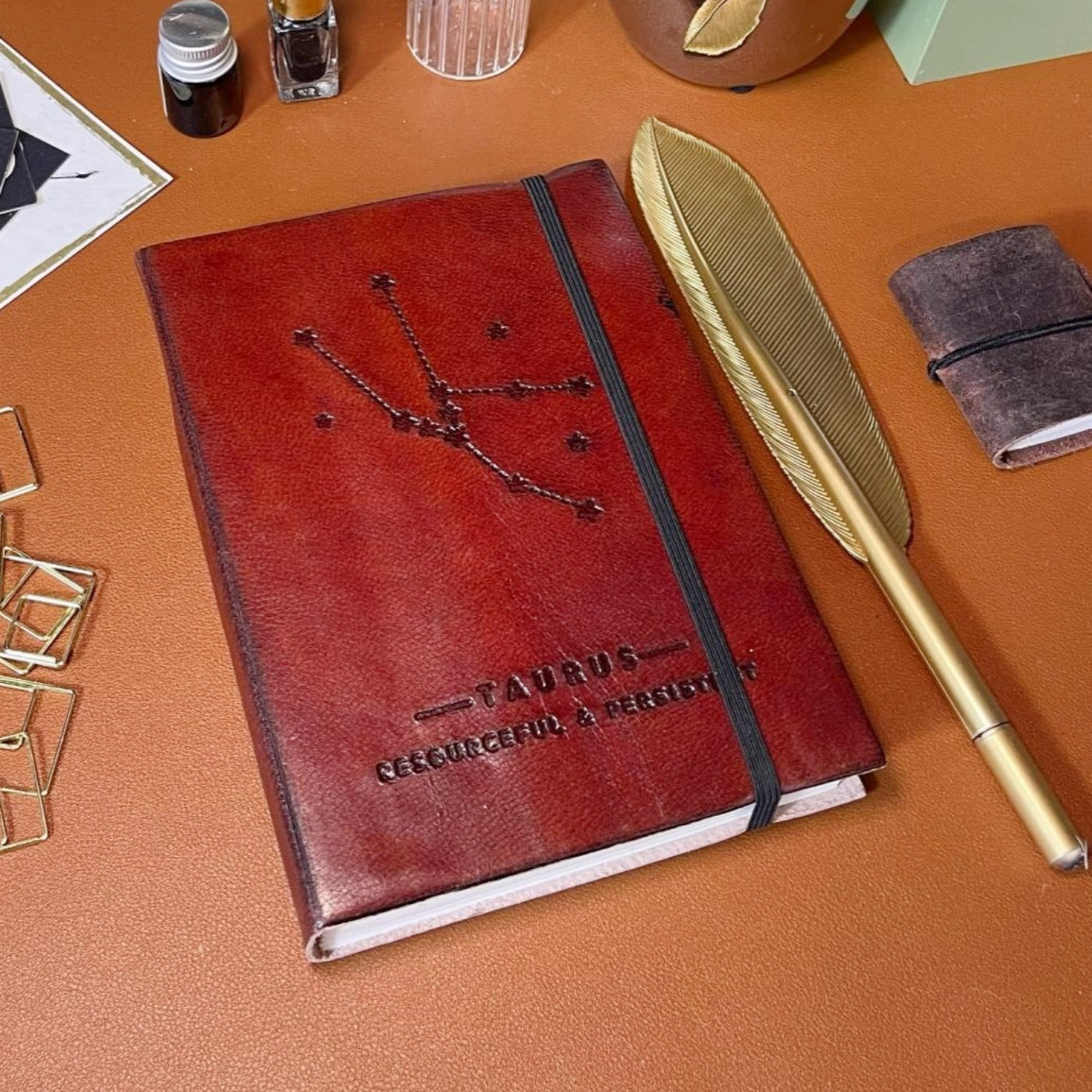Astrology journal in leather cover – beautifully crafted for writing about your zodiac journey and planetary alignments