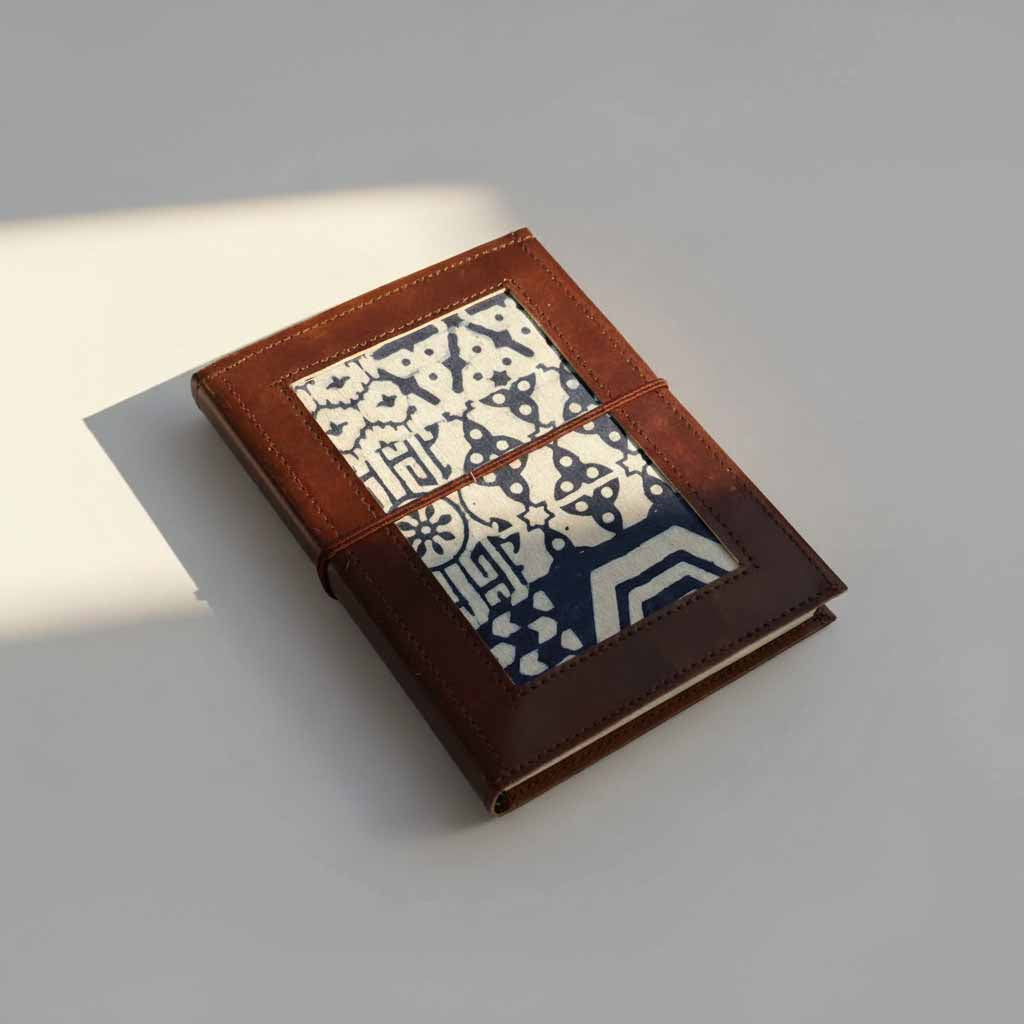 Flat lay of a 5x7 block print cotton notebook - 3