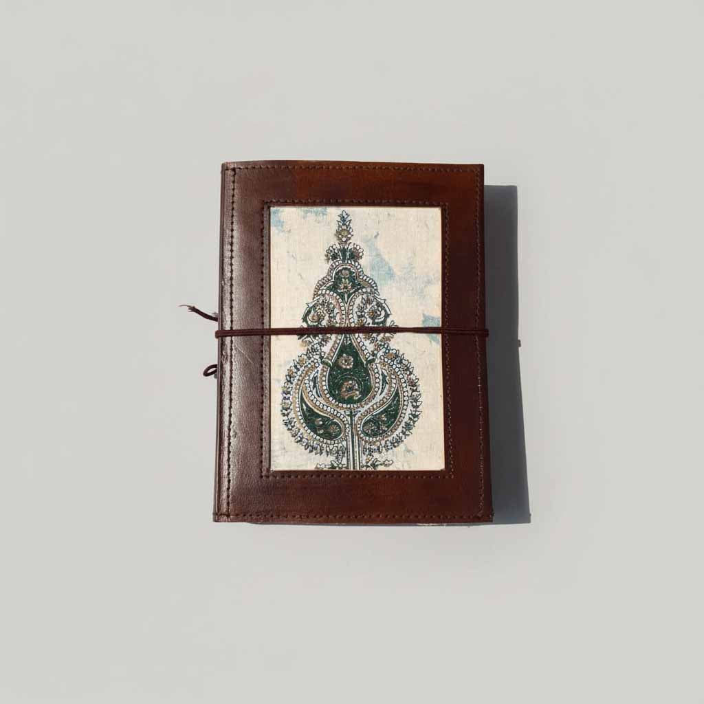 Flat lay of a 5x7 block print cotton notebook - 4