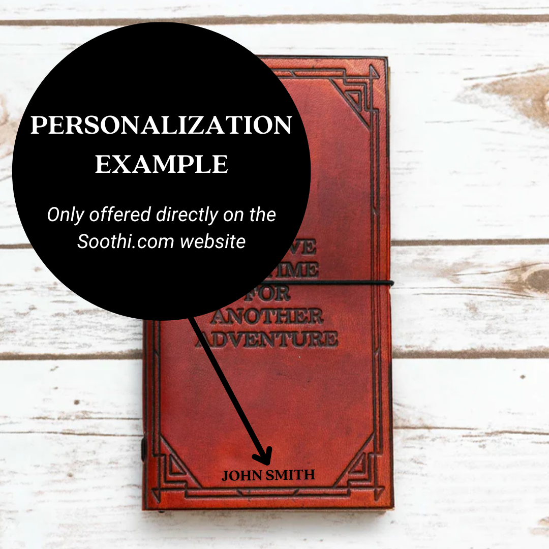 Personalized name debossed on leather traveler's notebook cover