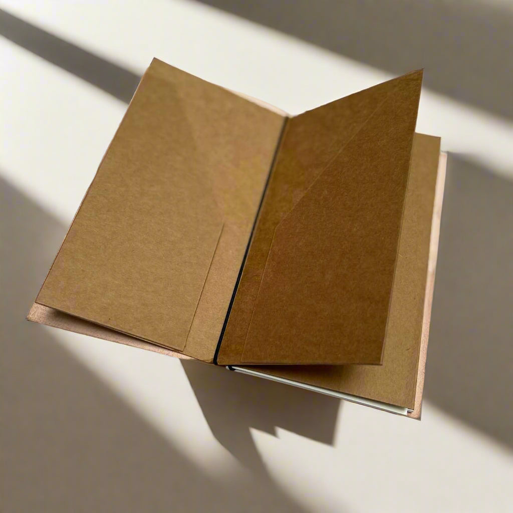Kraft folder insert inside leather traveler's notebook