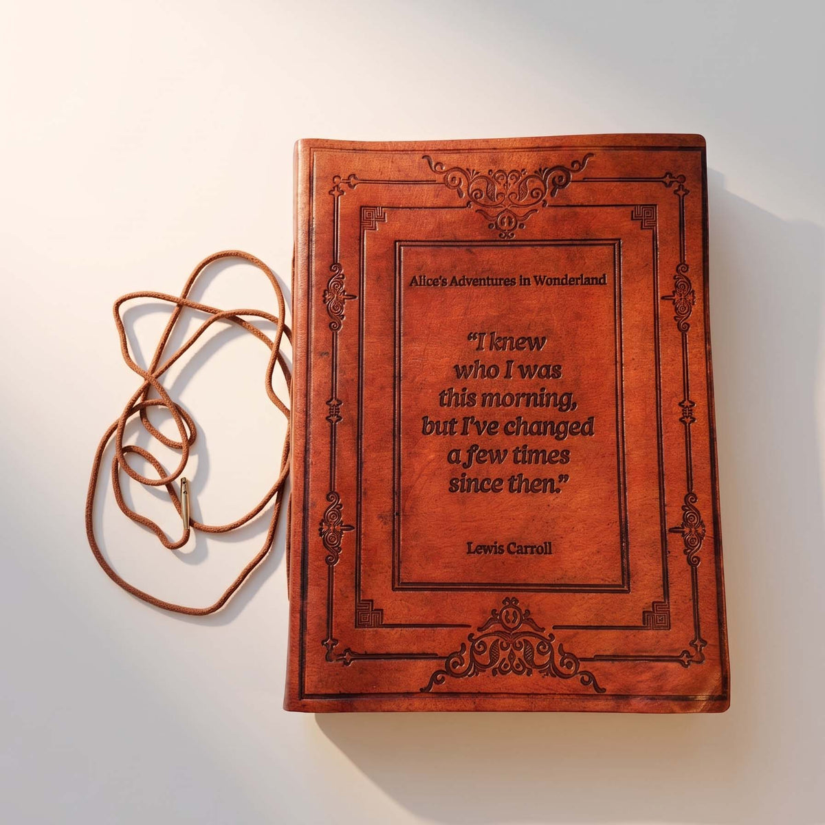 Lewis Carroll Leather Journal - "I Knew Who I Was This Morning" Alice in Wonderland
