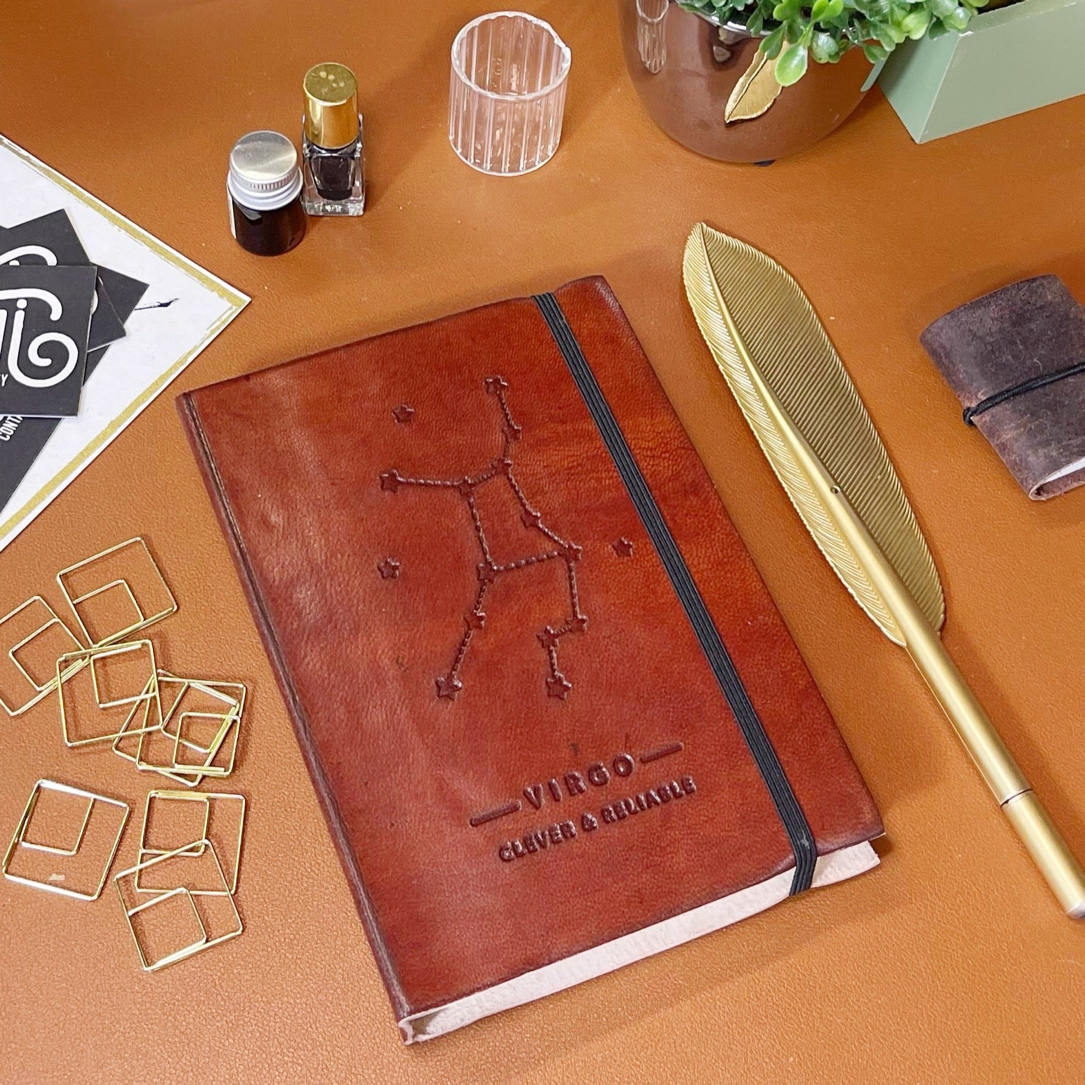 Astrology journal in leather cover – beautifully crafted for writing about your zodiac journey and planetary alignments