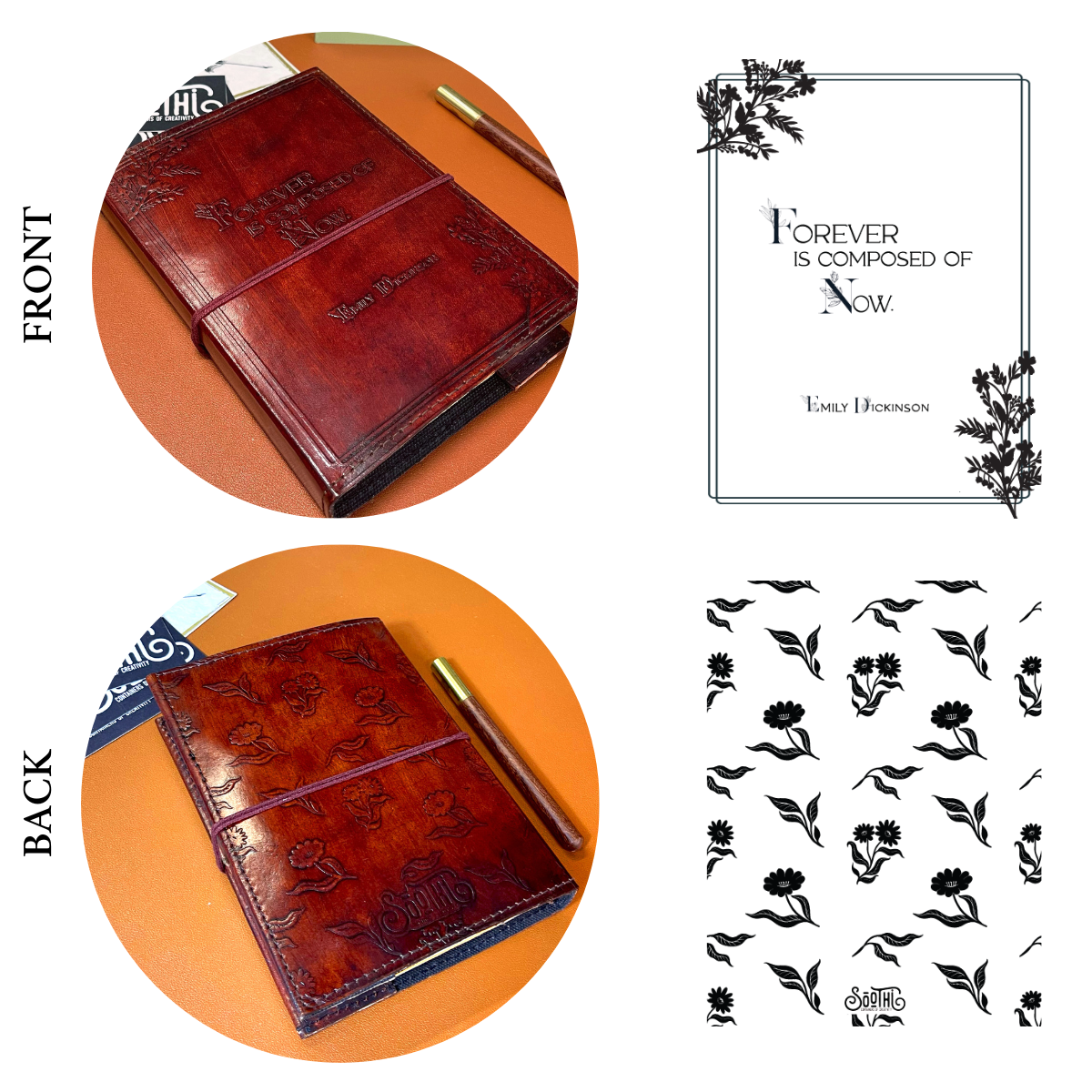 Quote-embossed leather diary – sustainable and thoughtful gift for writers, artists, and seekers of clarity