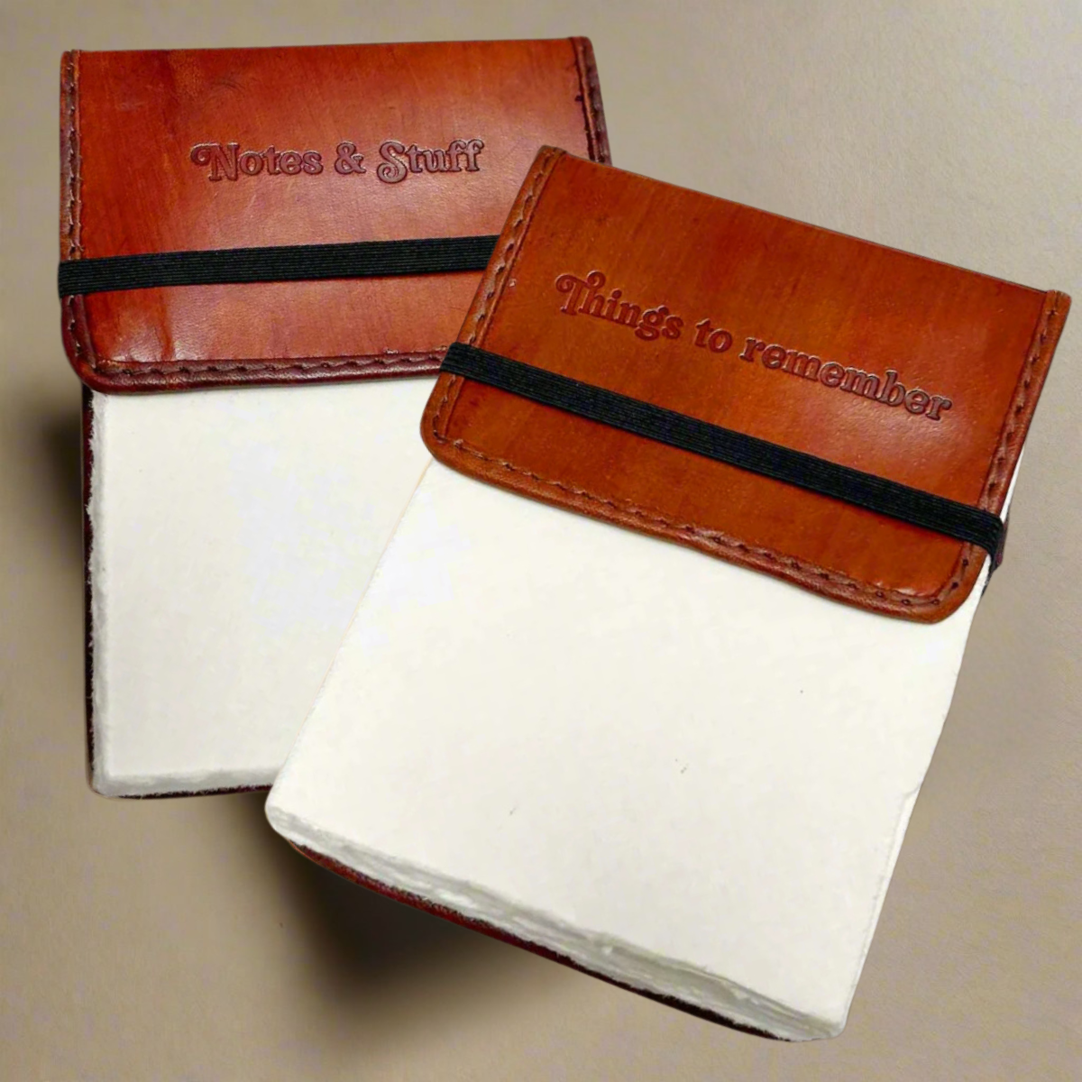 Handcrafted notepads in refillable leather – perfect for jotting ideas, reminders, or affirmations