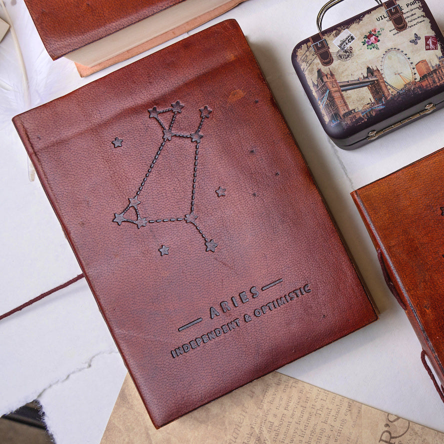 Astrology journal in leather cover – beautifully crafted for writing about your zodiac journey and planetary alignments