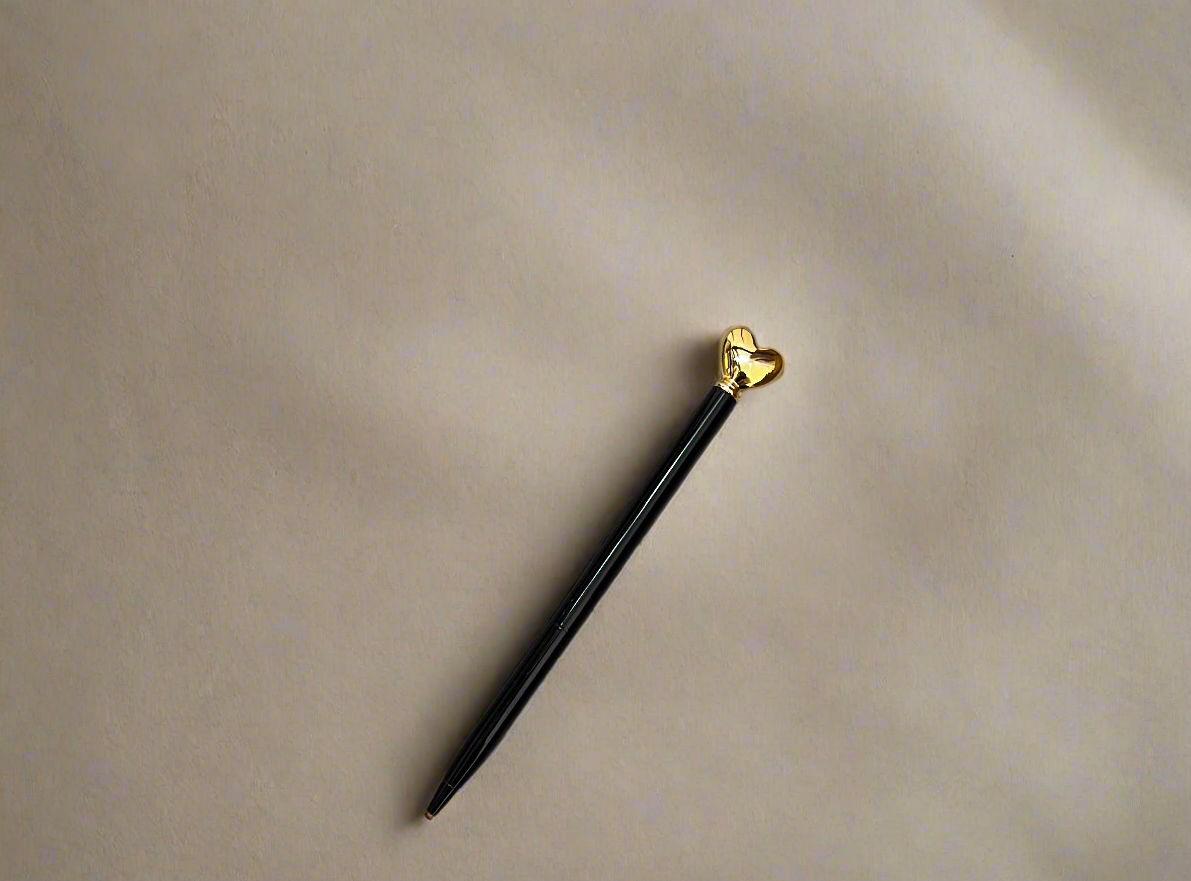 Minimalist cute pen with heart shape โ sleek, durable, and refillable for zero-waste writing