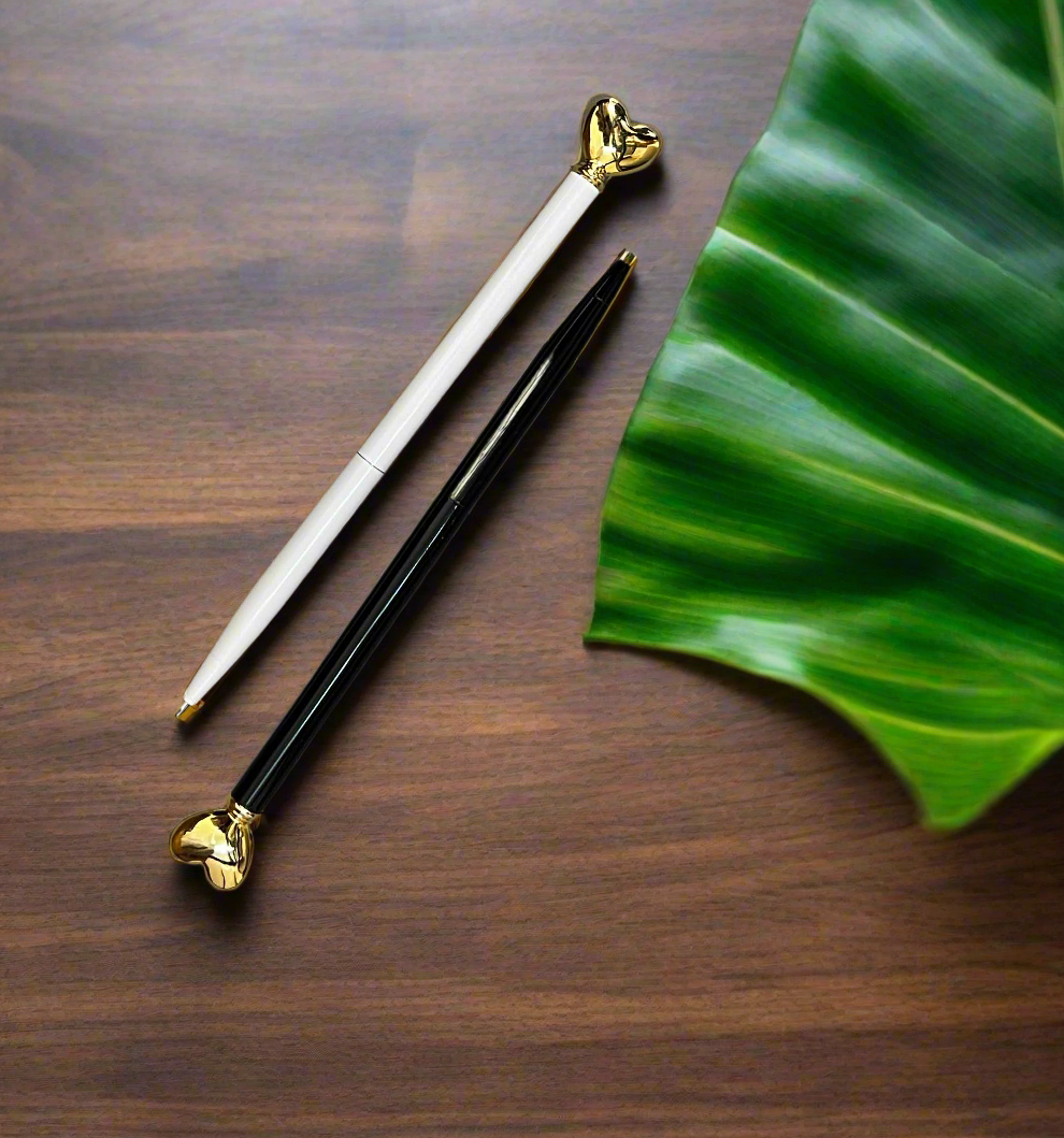 Minimalist cute pen with heart shape โ sleek, durable, and refillable for zero-waste writing