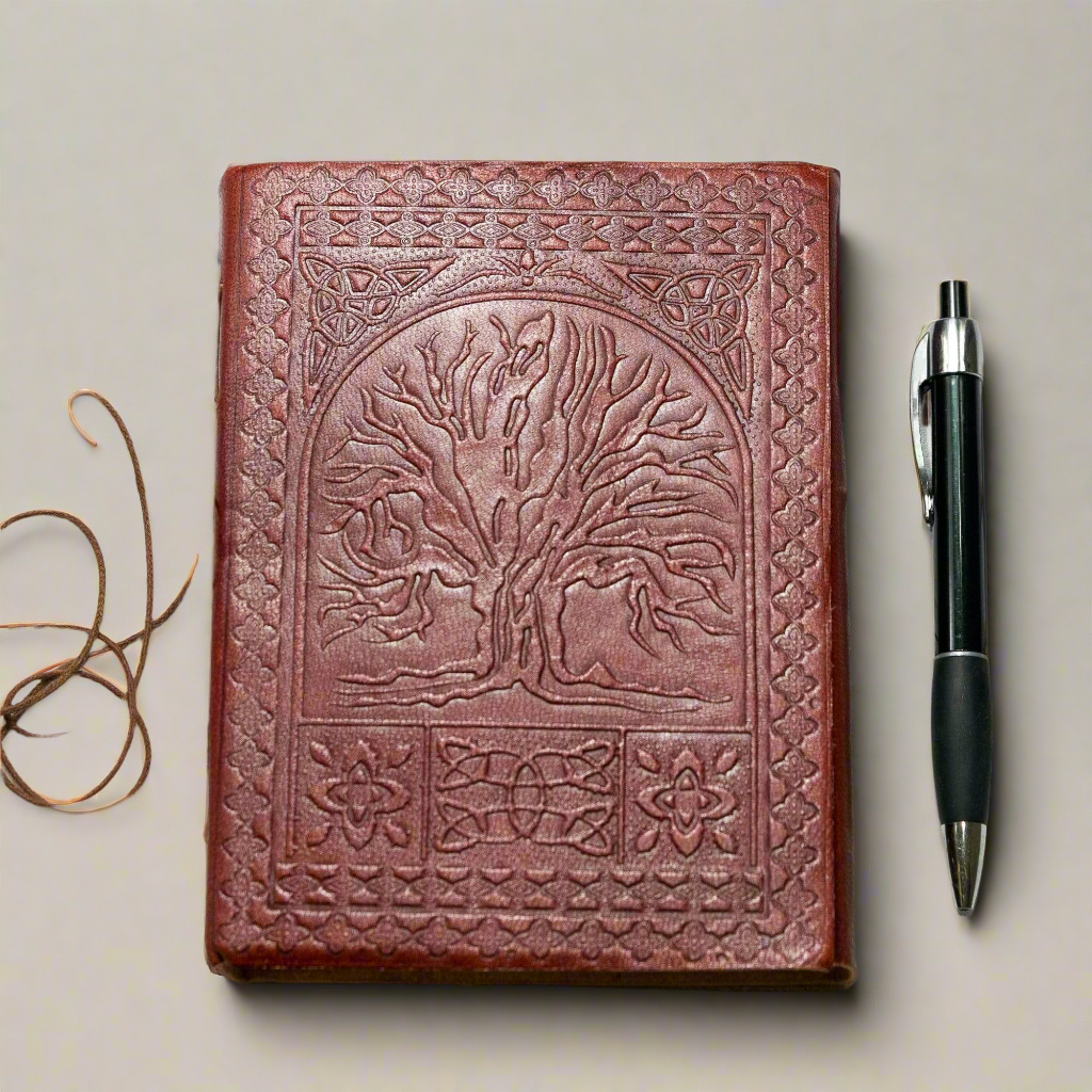Spiritual leather journal by Soothi – Tree of Life design for mindfulness, gratitude journaling, or personal growth tracking