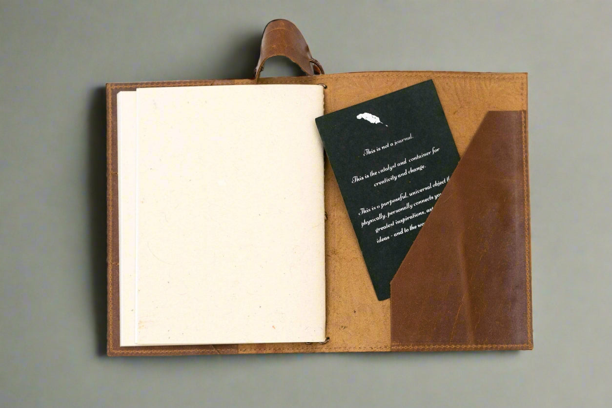 Custom leather-bound journal – design your own front cover for weddings, milestones, or creative keepsakes