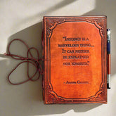Vintage-style leather notebook engraved with quote – rustic charm for dreamers, writers, and wanderers