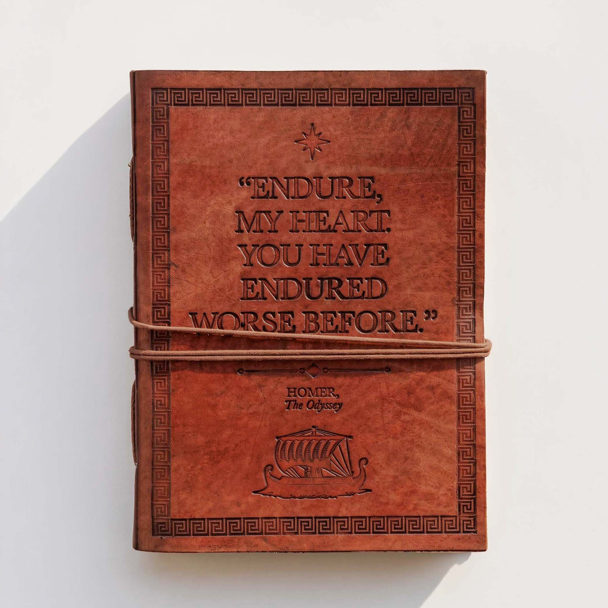 Homer “Endure, My Heart” Odyssey Quote Leather Journal