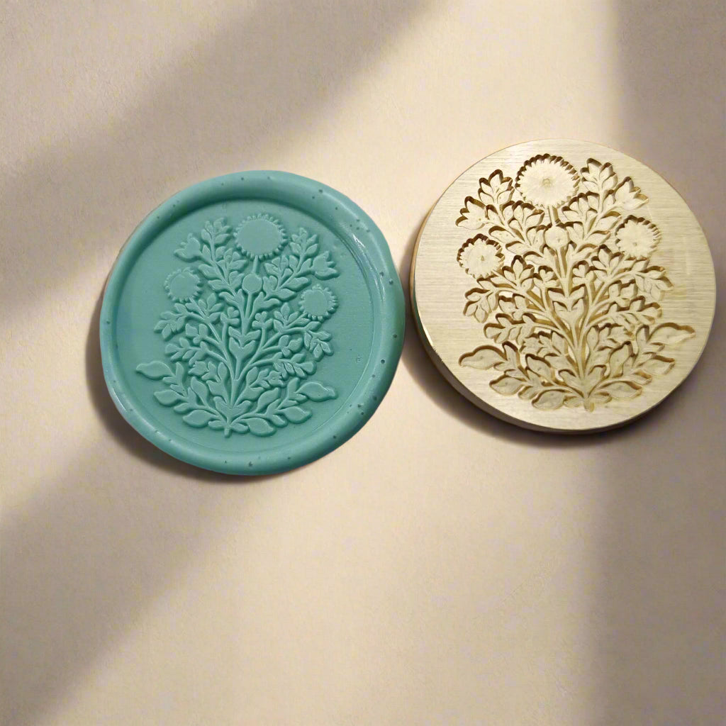 Elegant Floral Wax Seal Stamp - Botanical Design for Invitations & Crafts