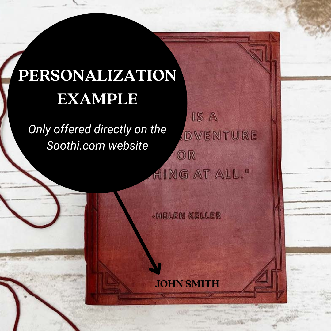 Eco-friendly leather journal with Helen Keller's Quote "A Daring Adventure" – handcrafted notebook for travel stories