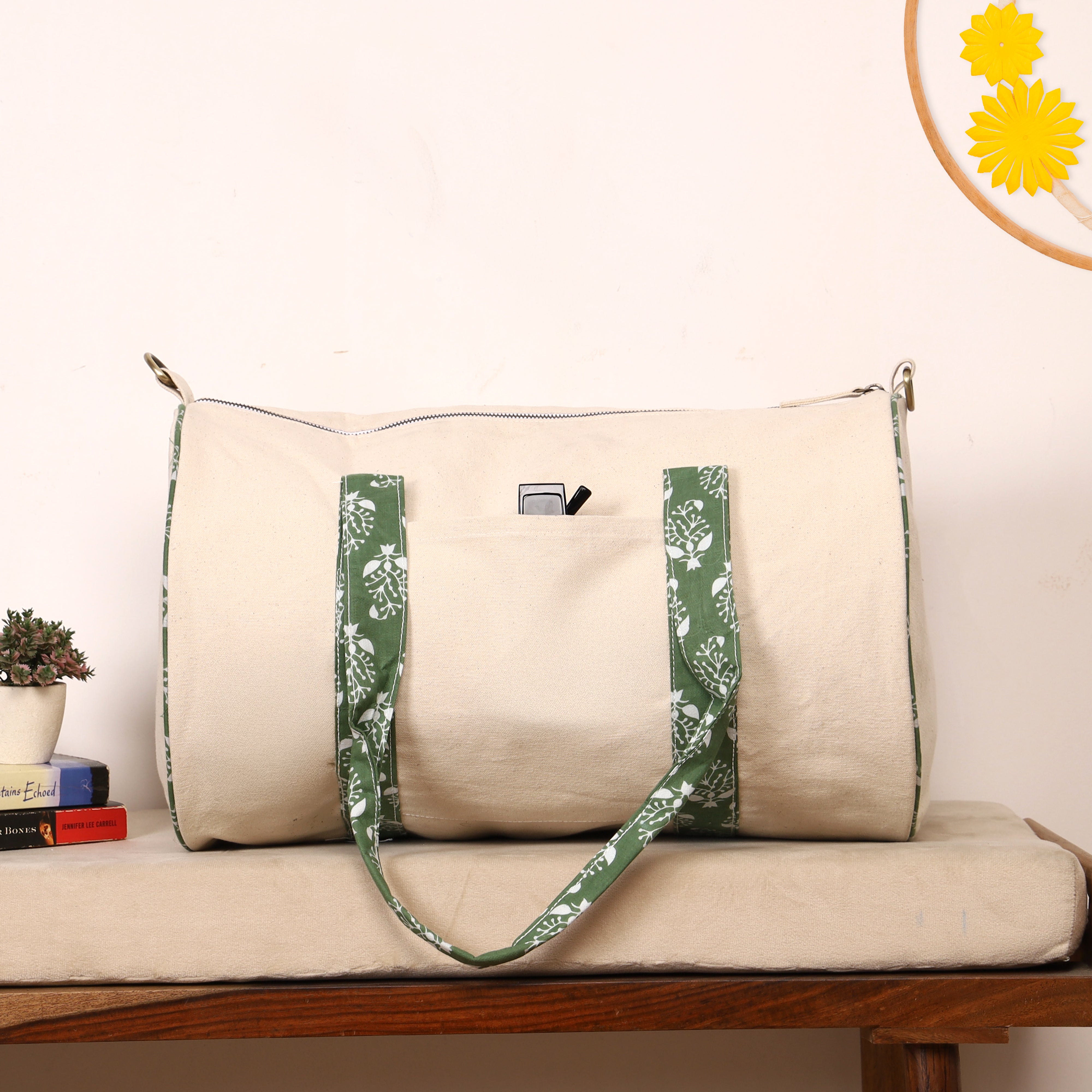 Artisan Canvas Duffle Bag - Washable Cotton Gym Bag & Compact Weekender