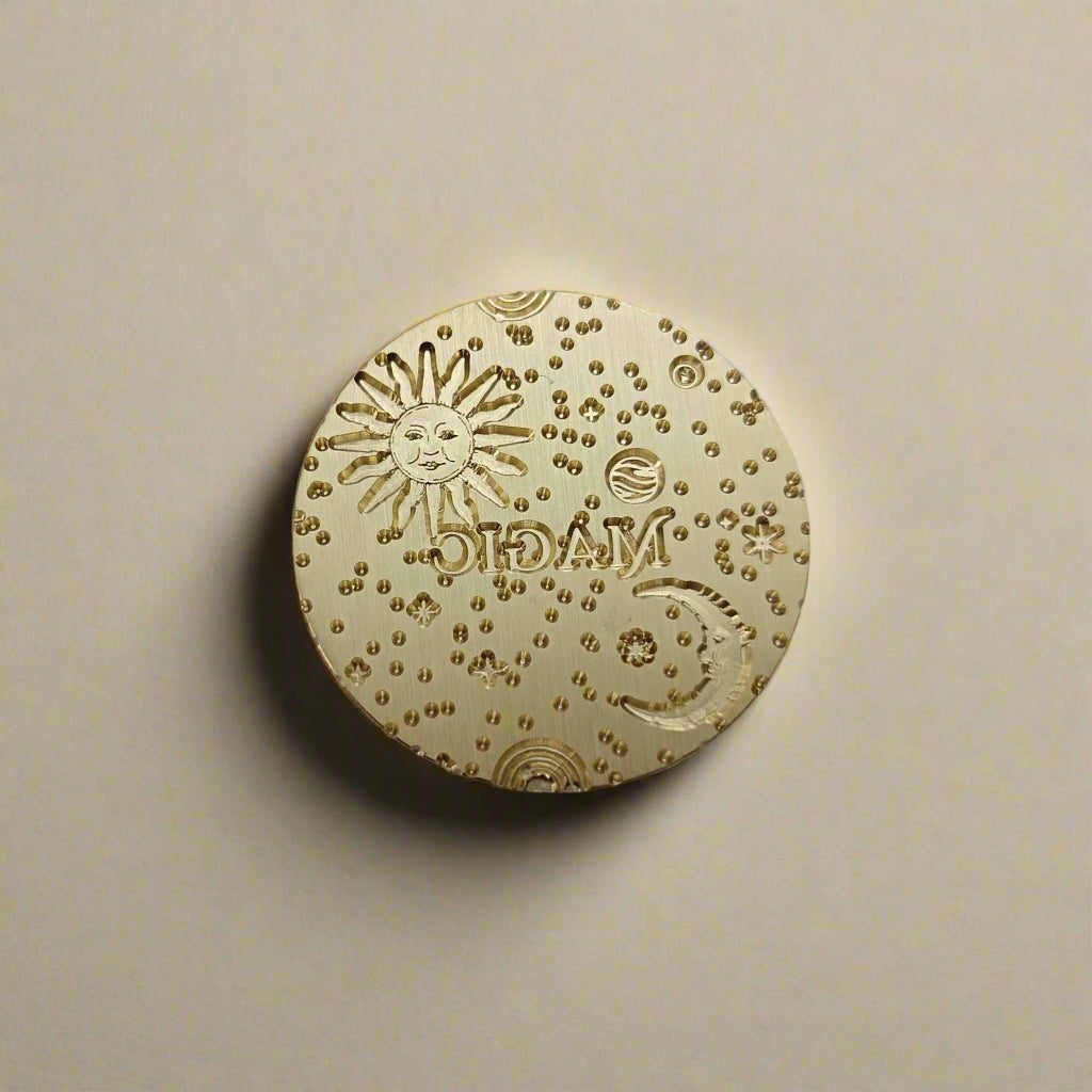 Whimsical "Magic" Wax Seal Stamp with Sun, Moon & Stars - Enchanting Seals