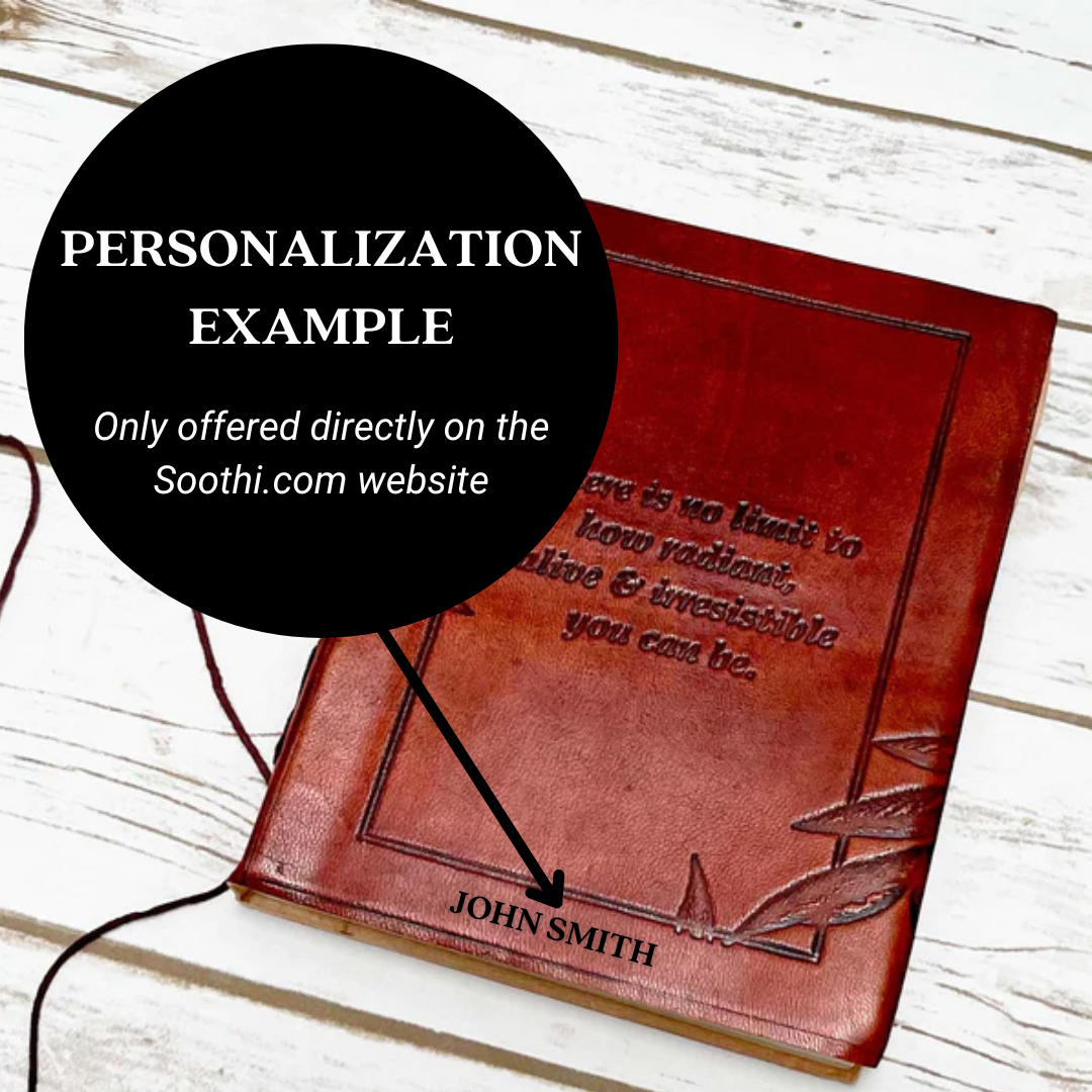 Artisan reddish brown leather diary with motivational quote – thoughtful gift to record thoughts, set goals, or simply affirm self-worth