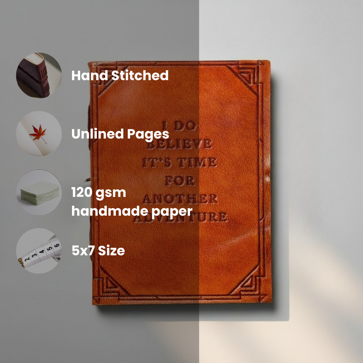 Another Adventure Quote Leather Journal