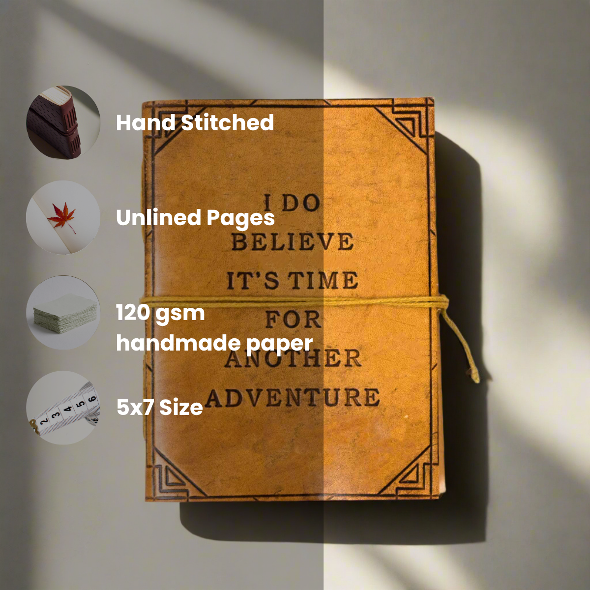 Another Adventure Quote Leather Journal